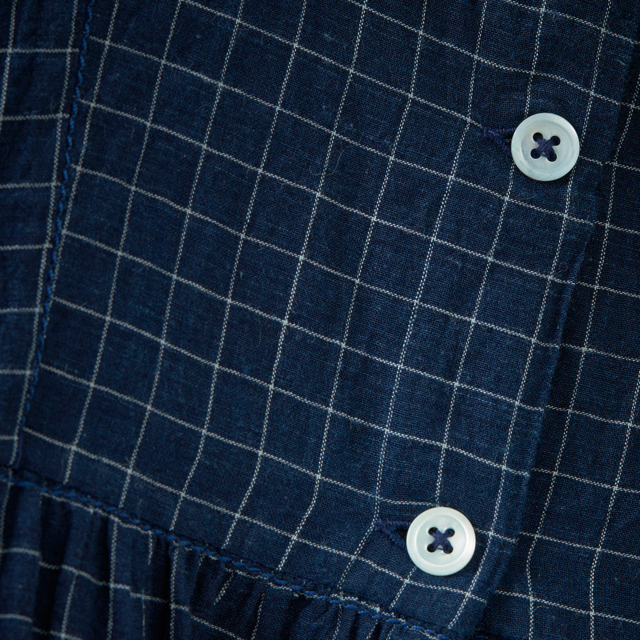 Girls Navy Check Cotton Dress