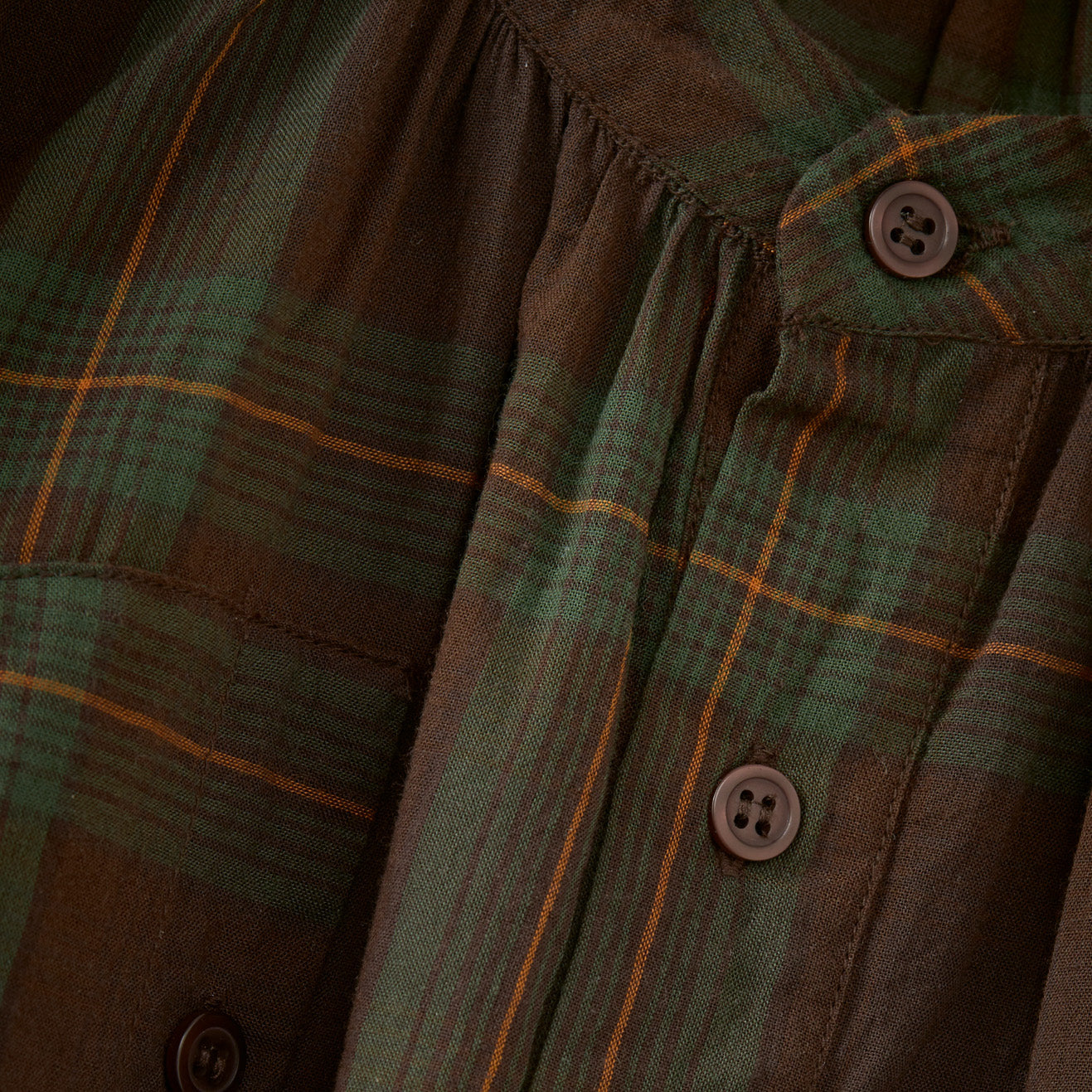 Girls Brown Check Cotton Dress