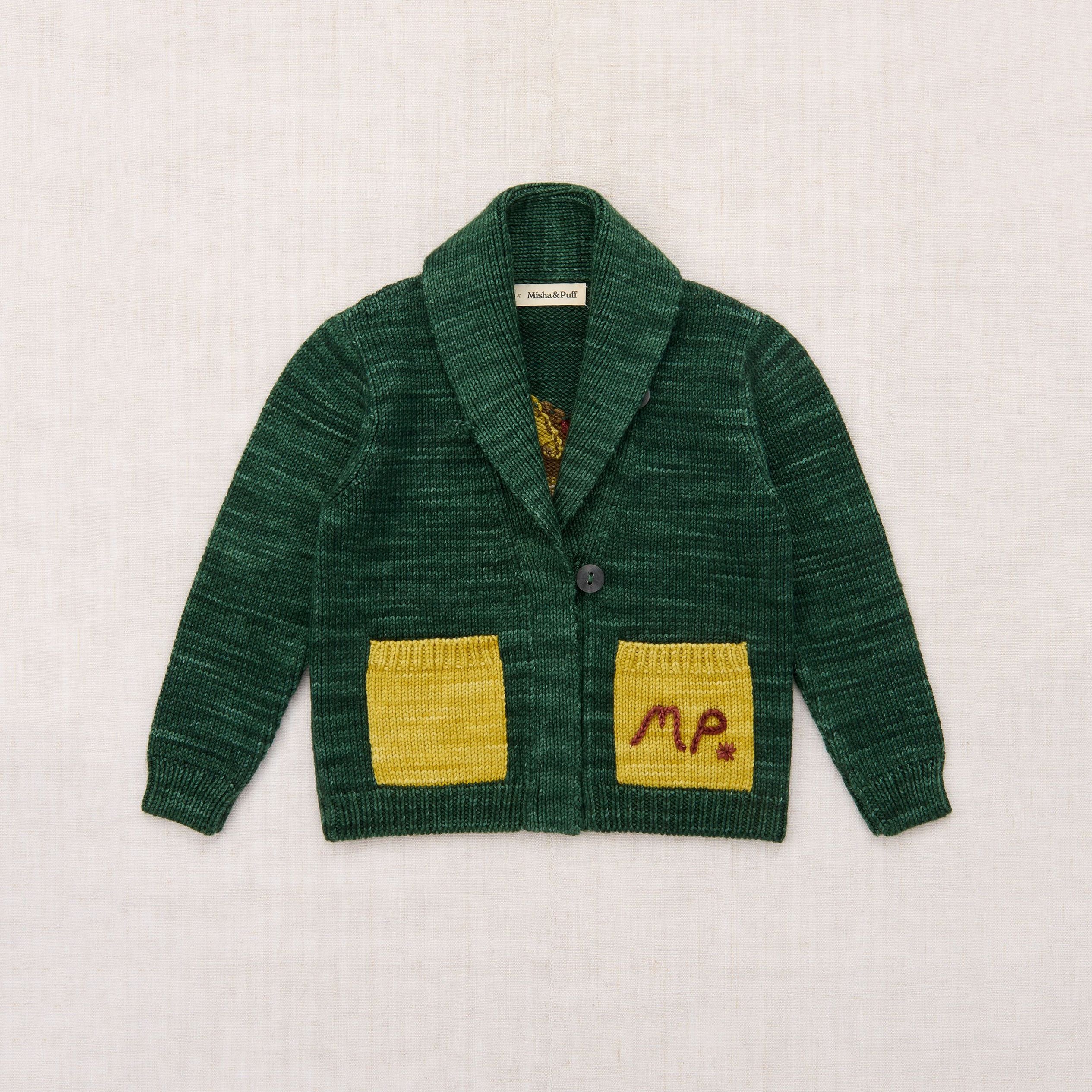 Boys & Girls Green Knit Wool Cardigan