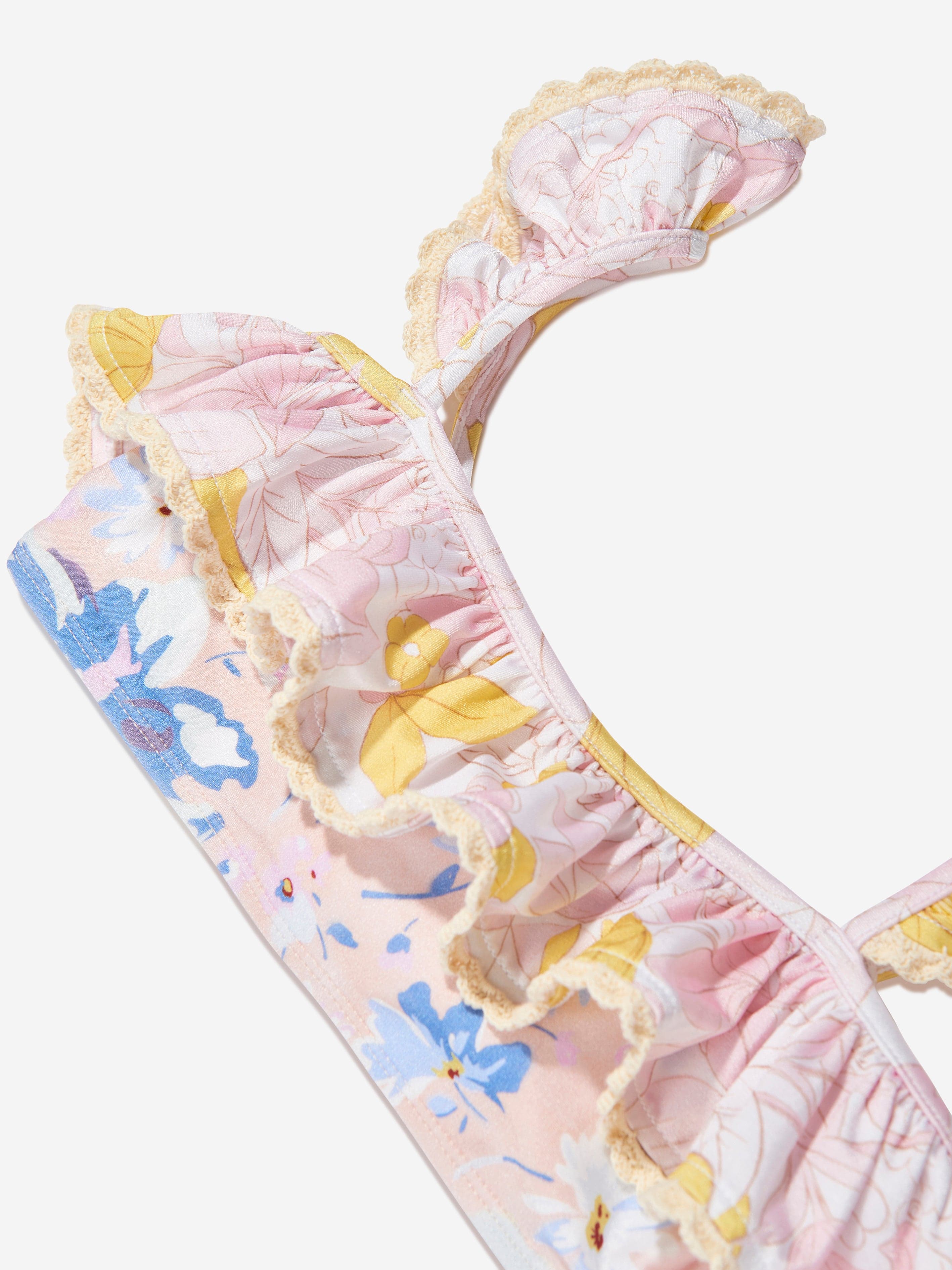 Girls Pop Trim Frill Bandeau Bikini in Multicolour