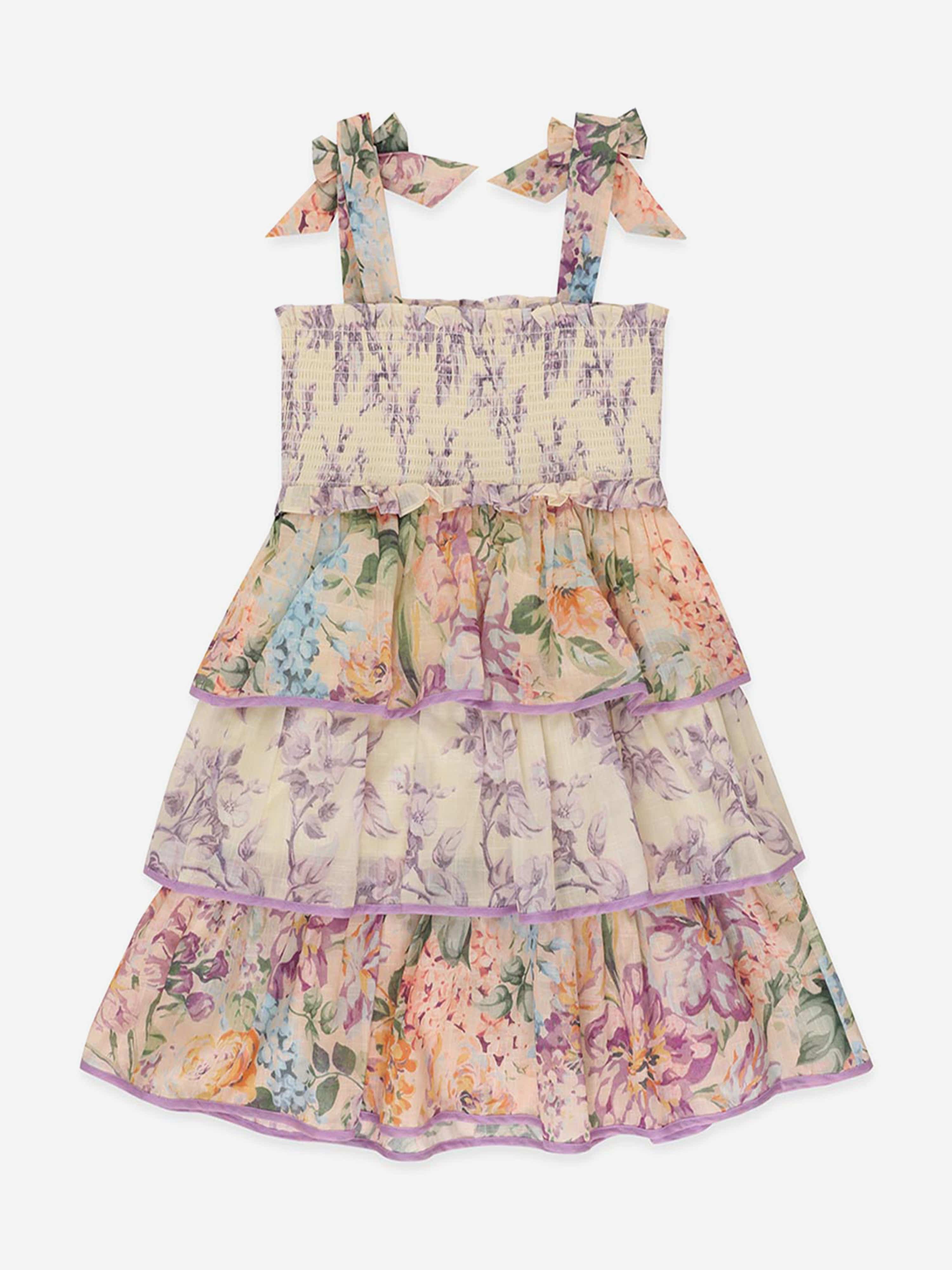 Zimmermann Girls Halliday Tiered Dress in Multicolour