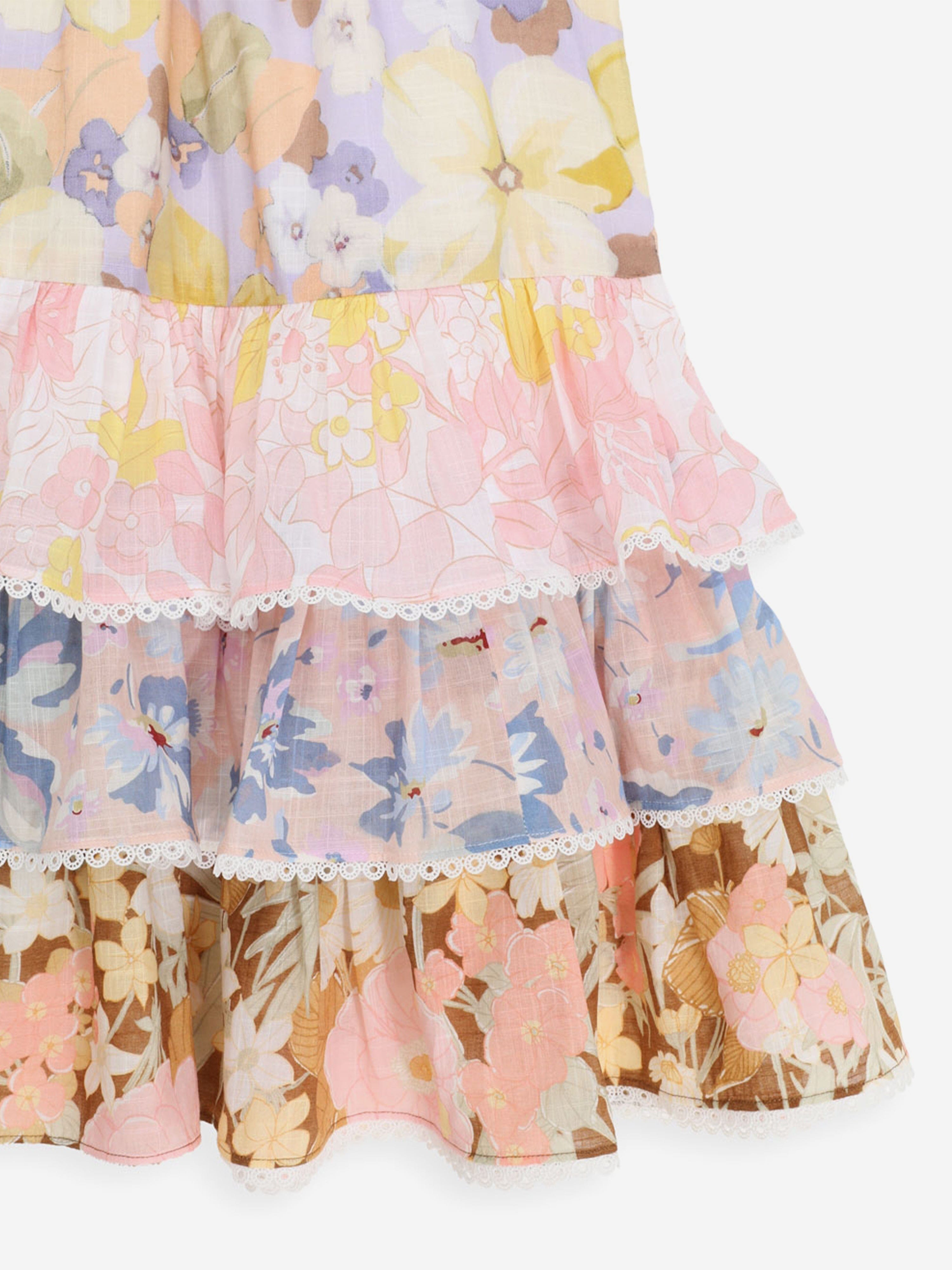 Zimmermann Girls Pop Tiered Halter Dress in Multicolour