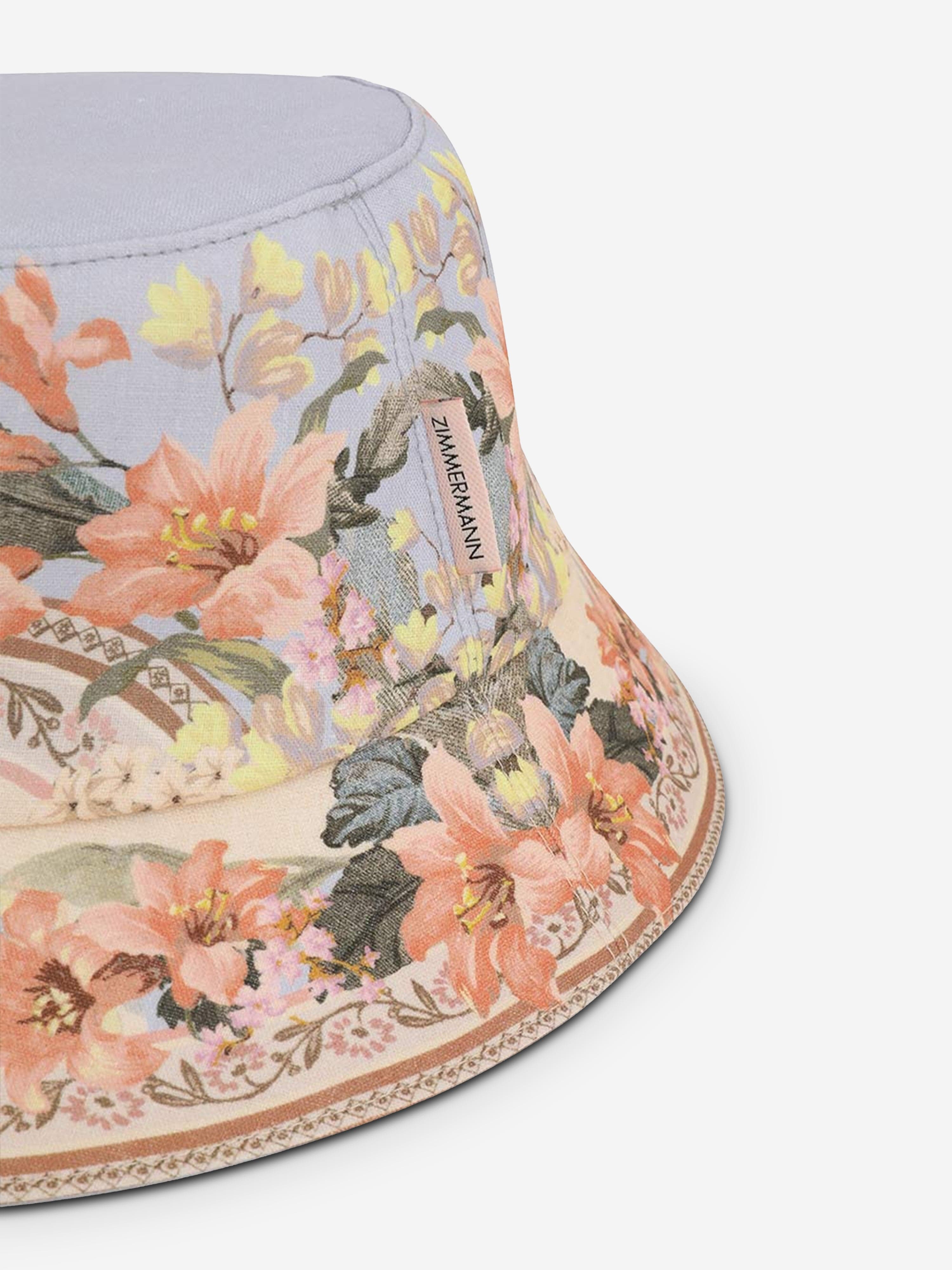 Girls Printed Canvas Bucket Hat in Multicolour