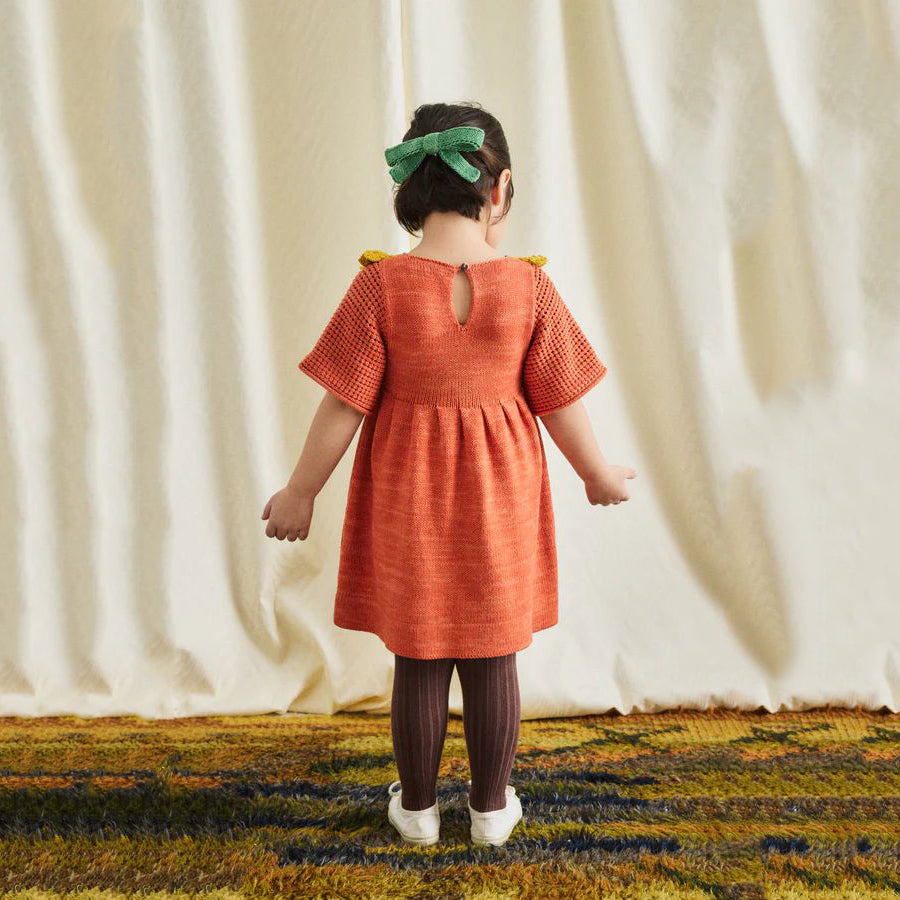 Girls Orange Cotton Dress