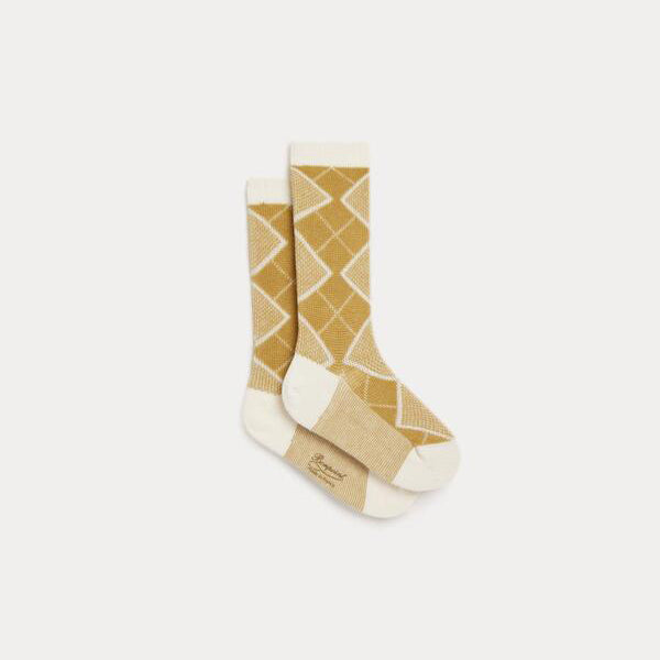 Boys & Girls Yellow Check Cotton Socks