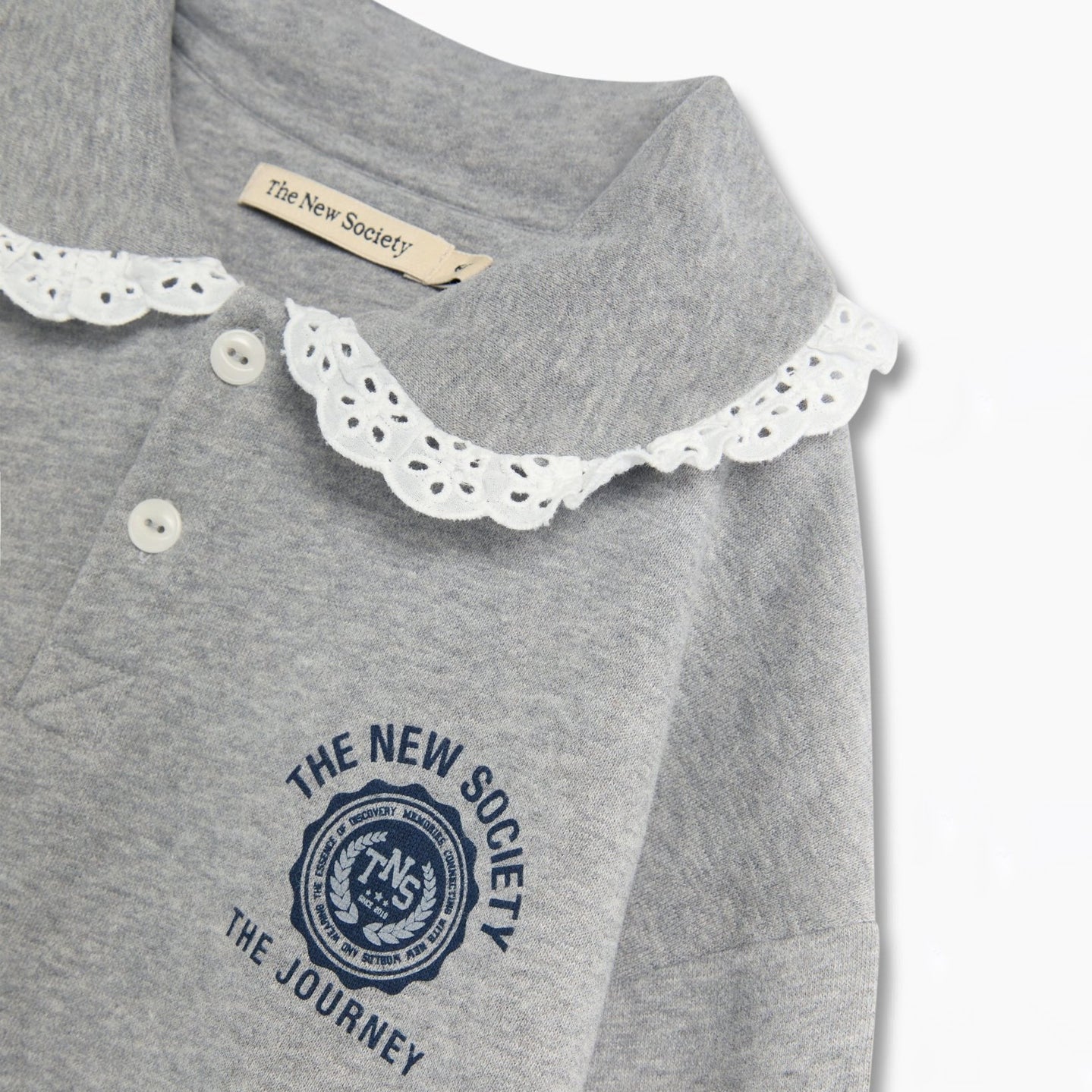 Girls Grey Cotton Polo Sweatshirt