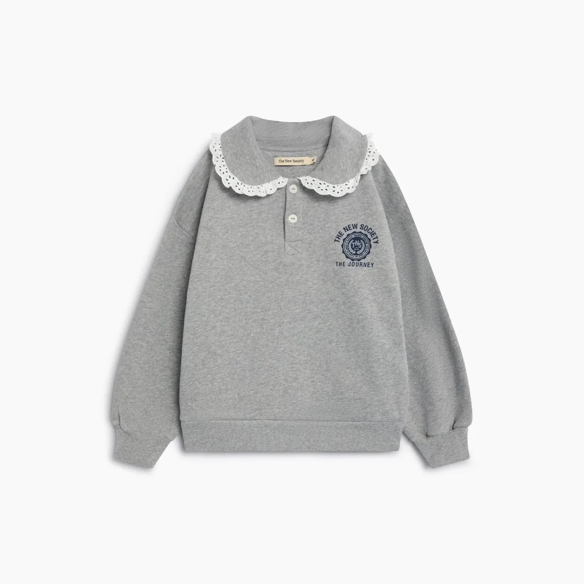 Girls Grey Cotton Polo Sweatshirt