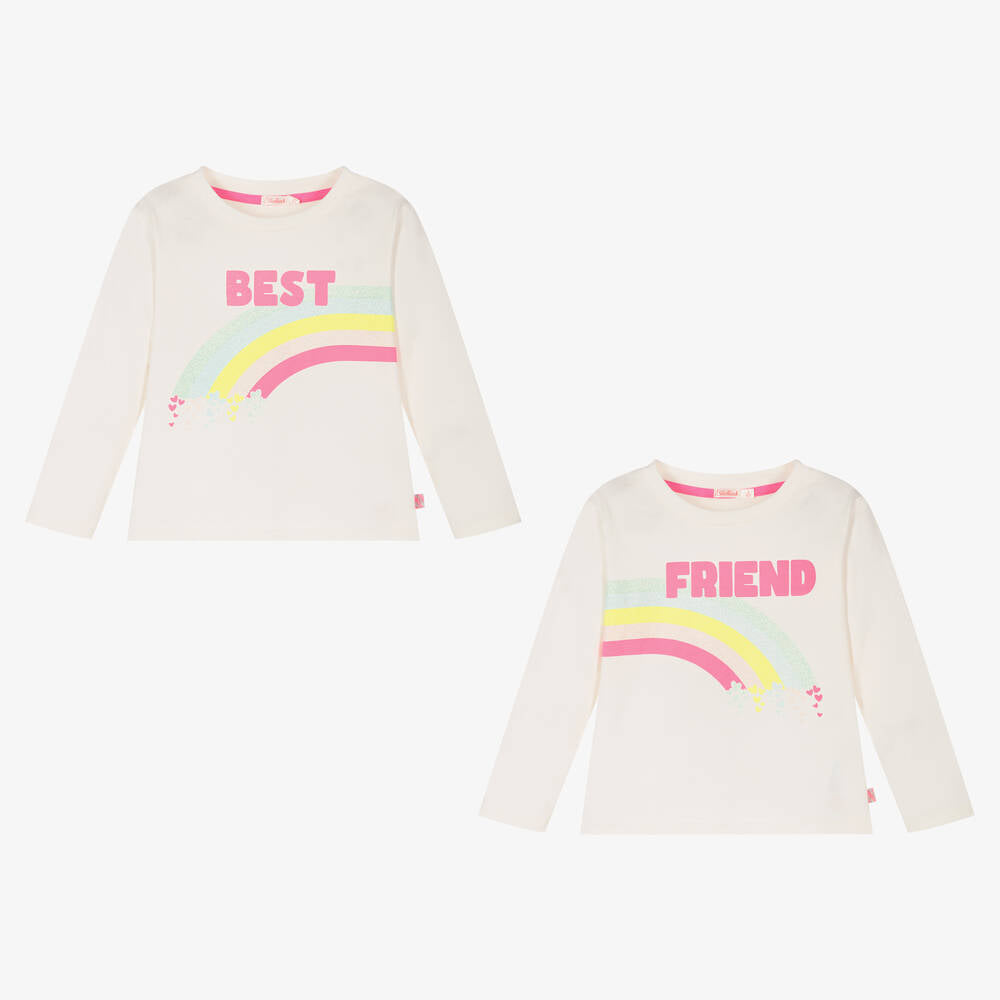 Girls White Logo Cotton T-Shirt Set（2 Pack）