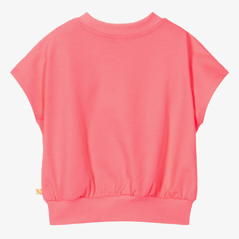 Girls Pink Sequin Short Sleeves Sweatshirt