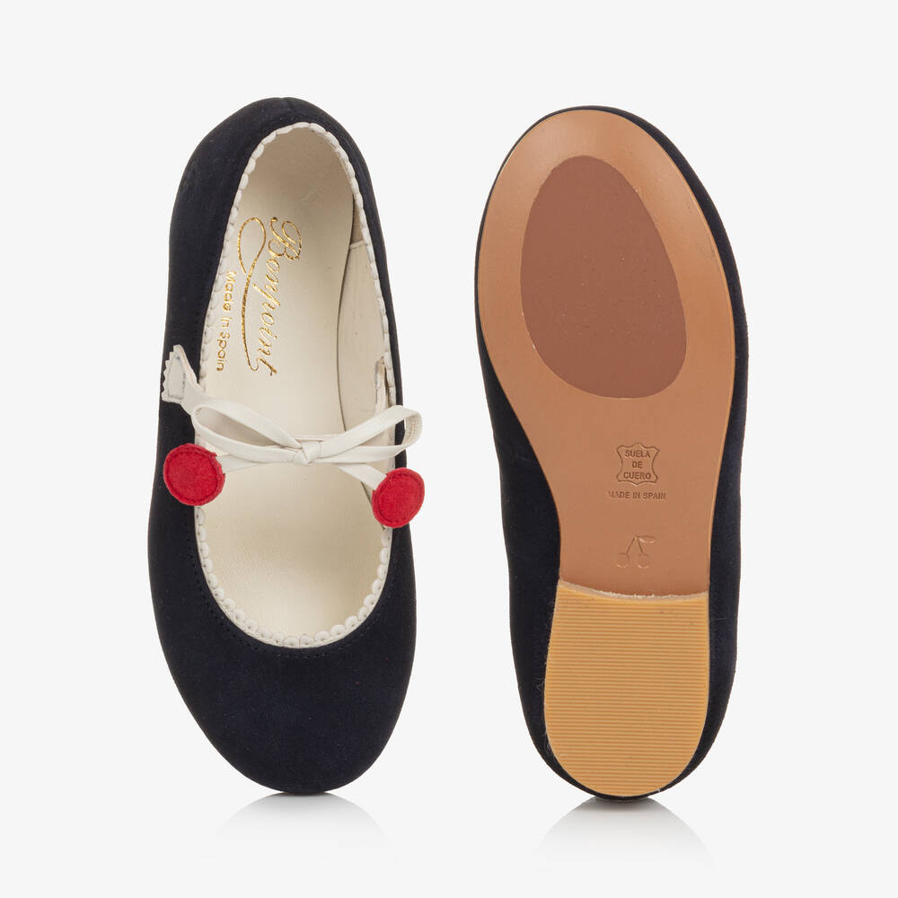Girls Dark Blue Suede Shoes
