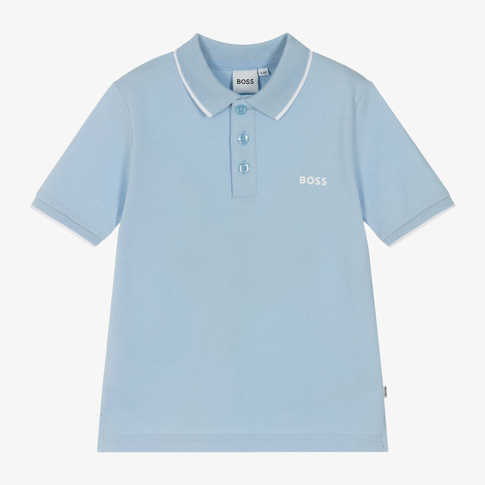 Boys Light Blue Cotton Polo Shirt