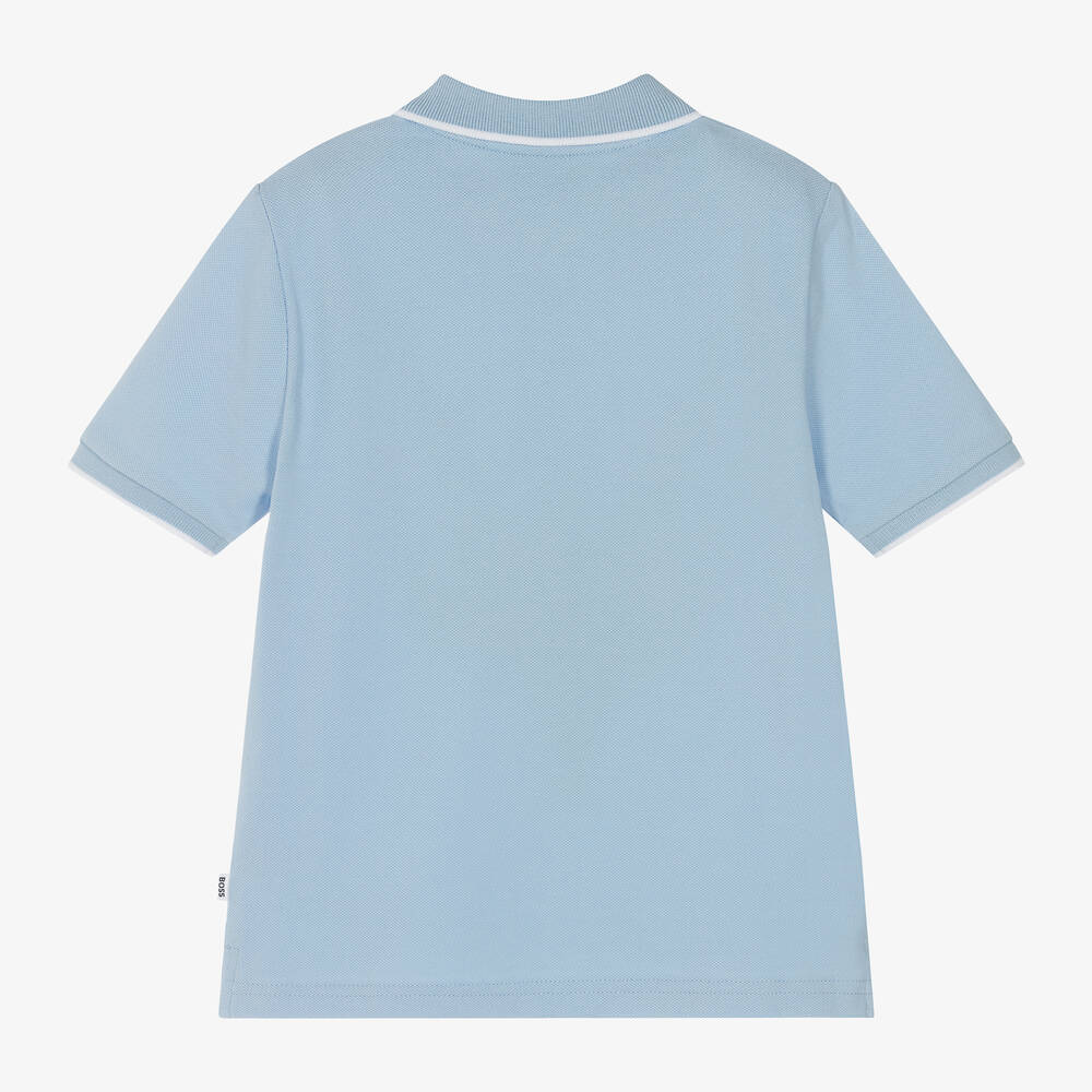 Boys Light Blue Cotton Polo Shirt