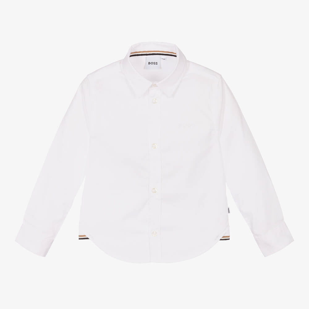 Boys White Cotton Shirt