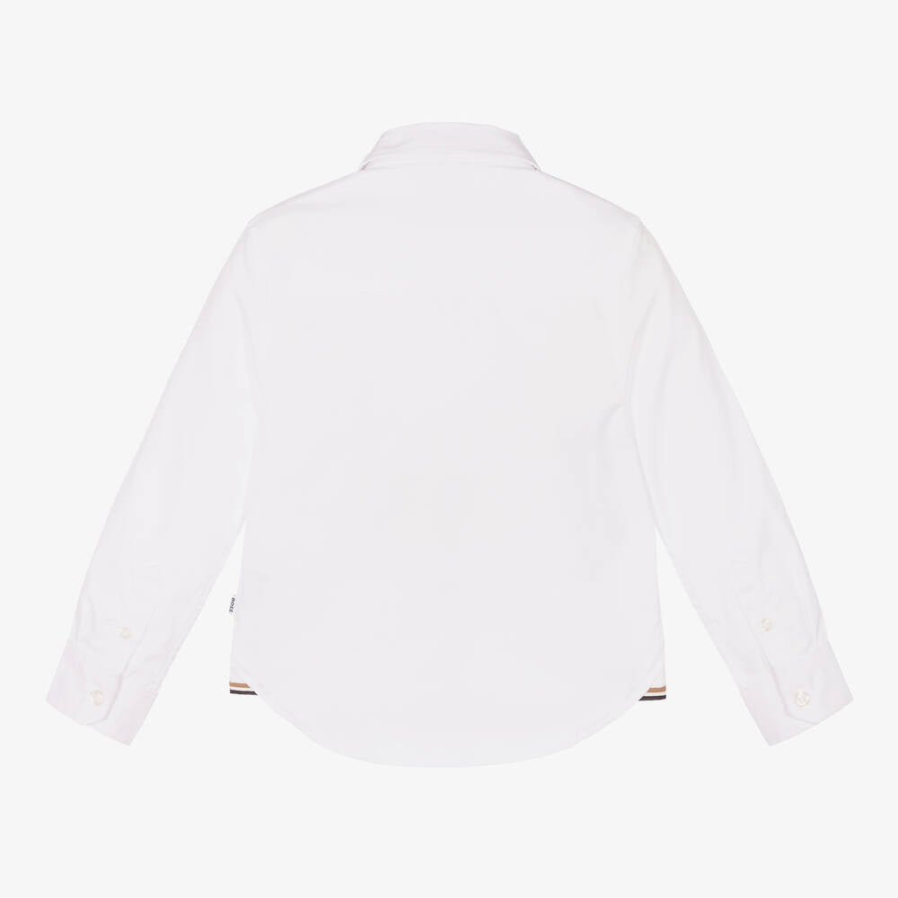 Boys White Cotton Shirt