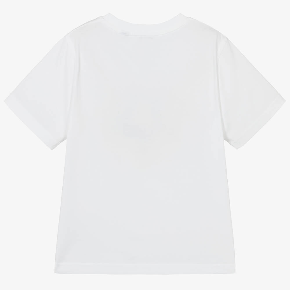 Boys & Girls White Logo Cotton T-Shirt