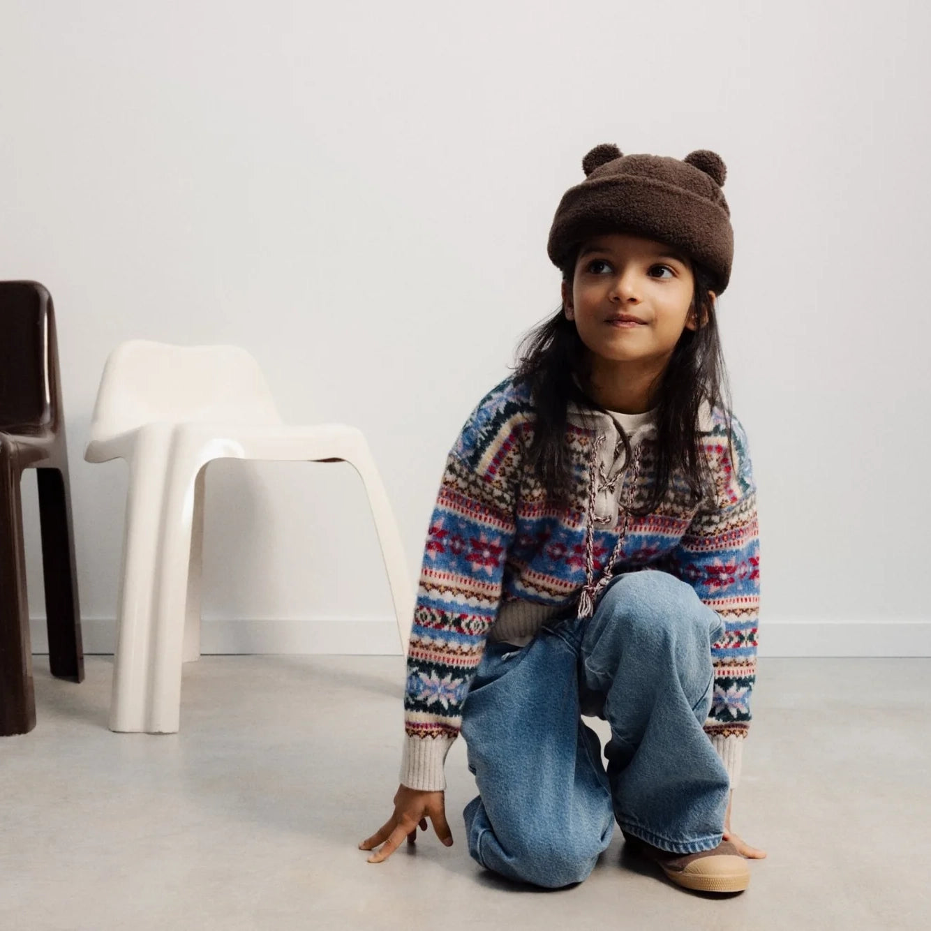 Boys & Girls Multicolor Jacquard Cotton Knit Sweater