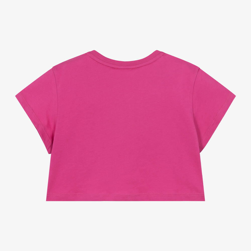 Girls Fuchsia Logo Cotton T-Shirt