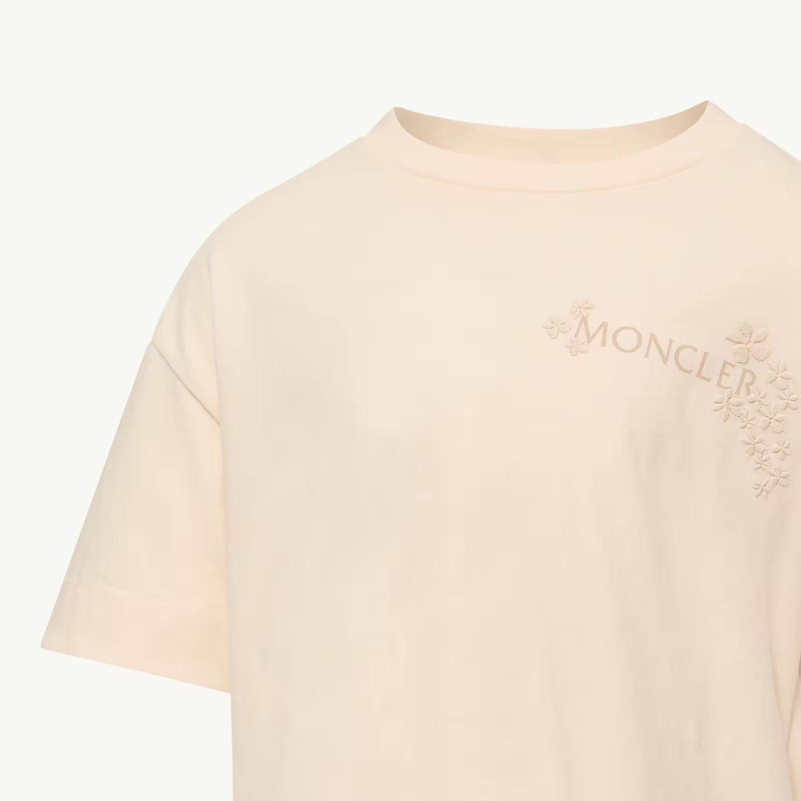 Girls White Embroidered Cotton T-Shirt