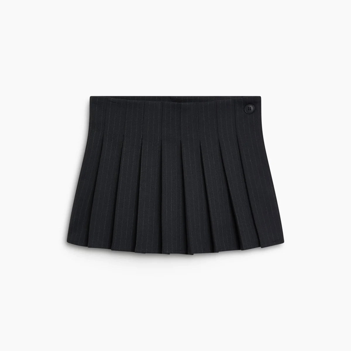 Girls Black Stripes Pleated Skirt