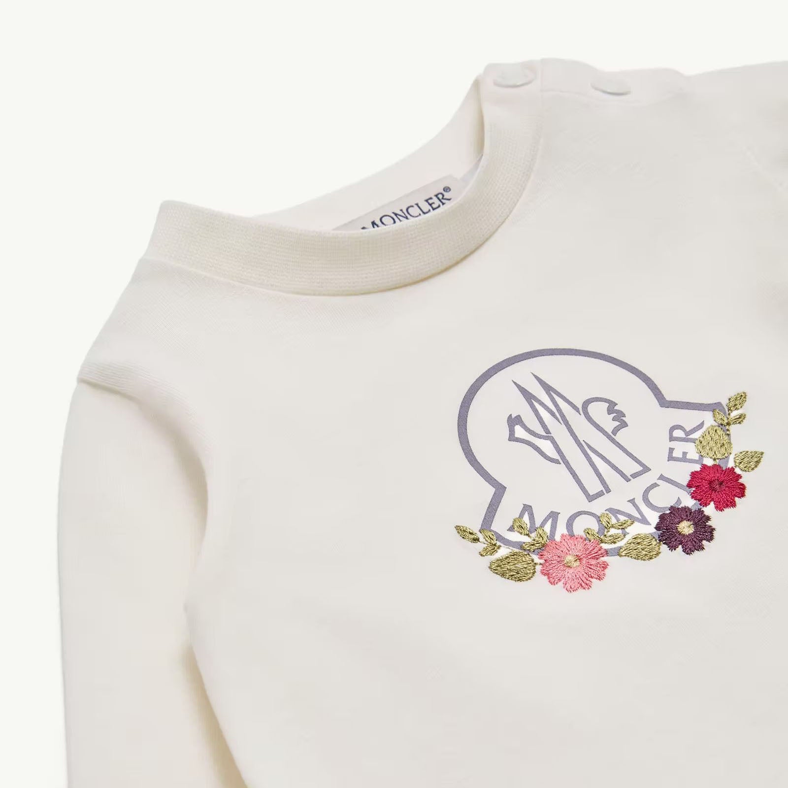 T-shirt bébé fille en coton blanc brodé à manches longues