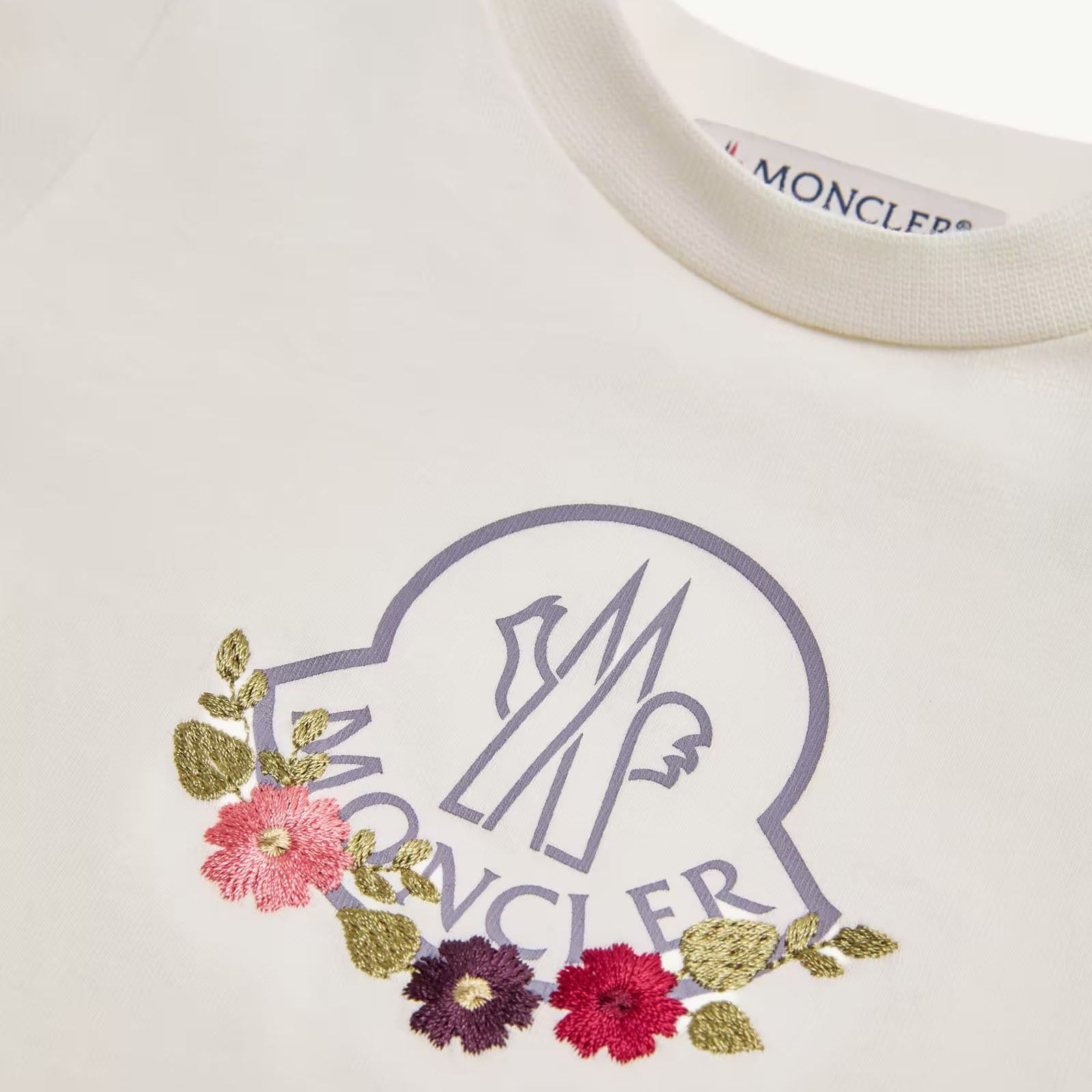 T-shirt bébé fille en coton blanc brodé à manches longues
