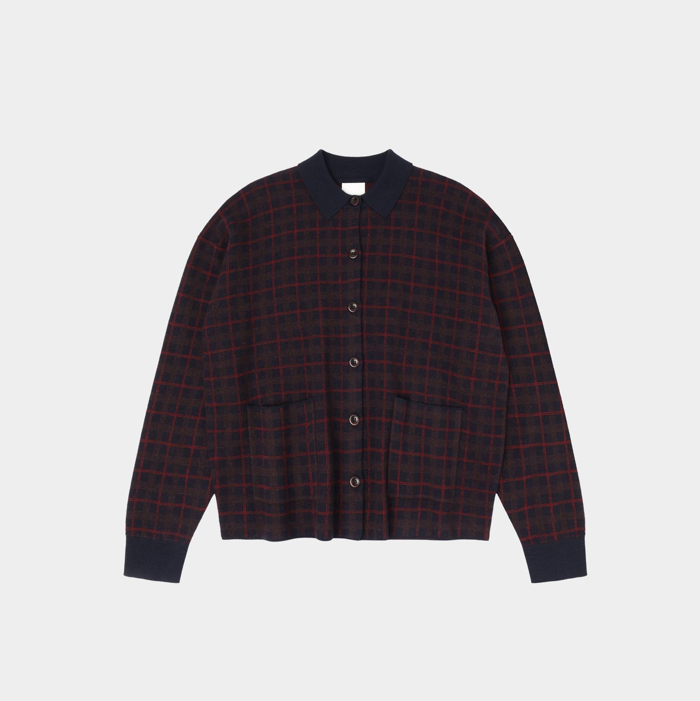 Women Brown Check Wool Jacket