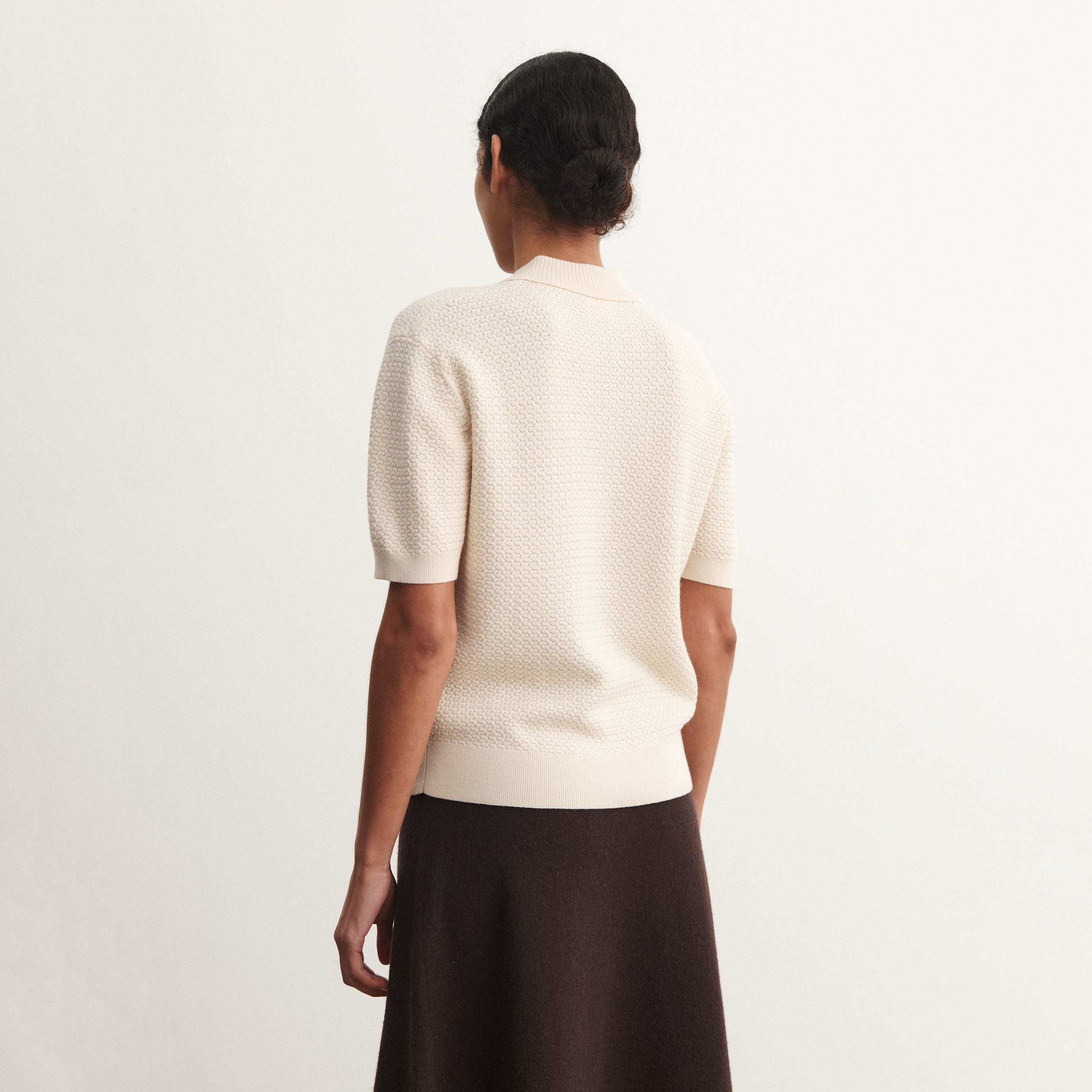 Women White Wool Polo Shirt