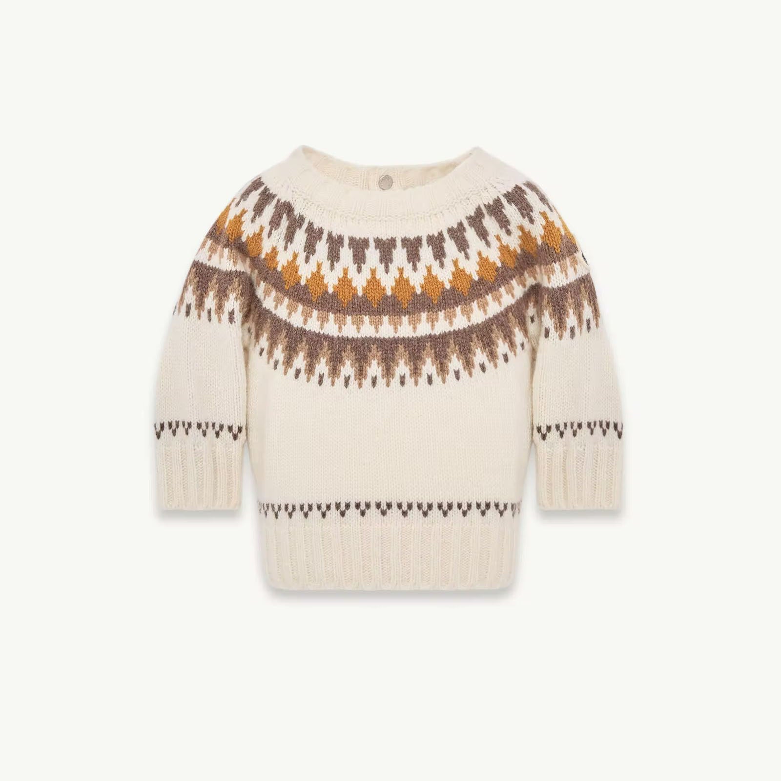 Pull en laine jacquard blanc pour bébés garçons
