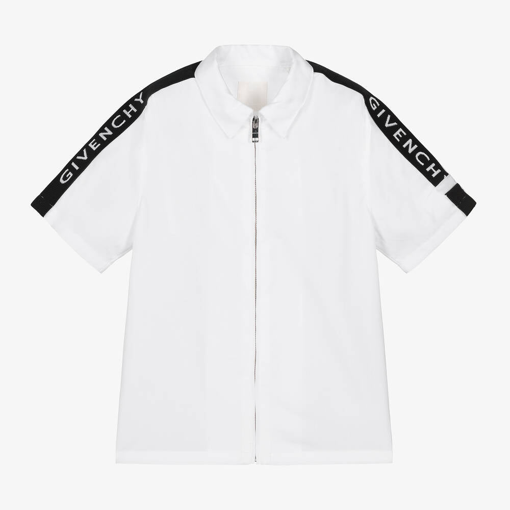 Boys White Zip-Up Shirt