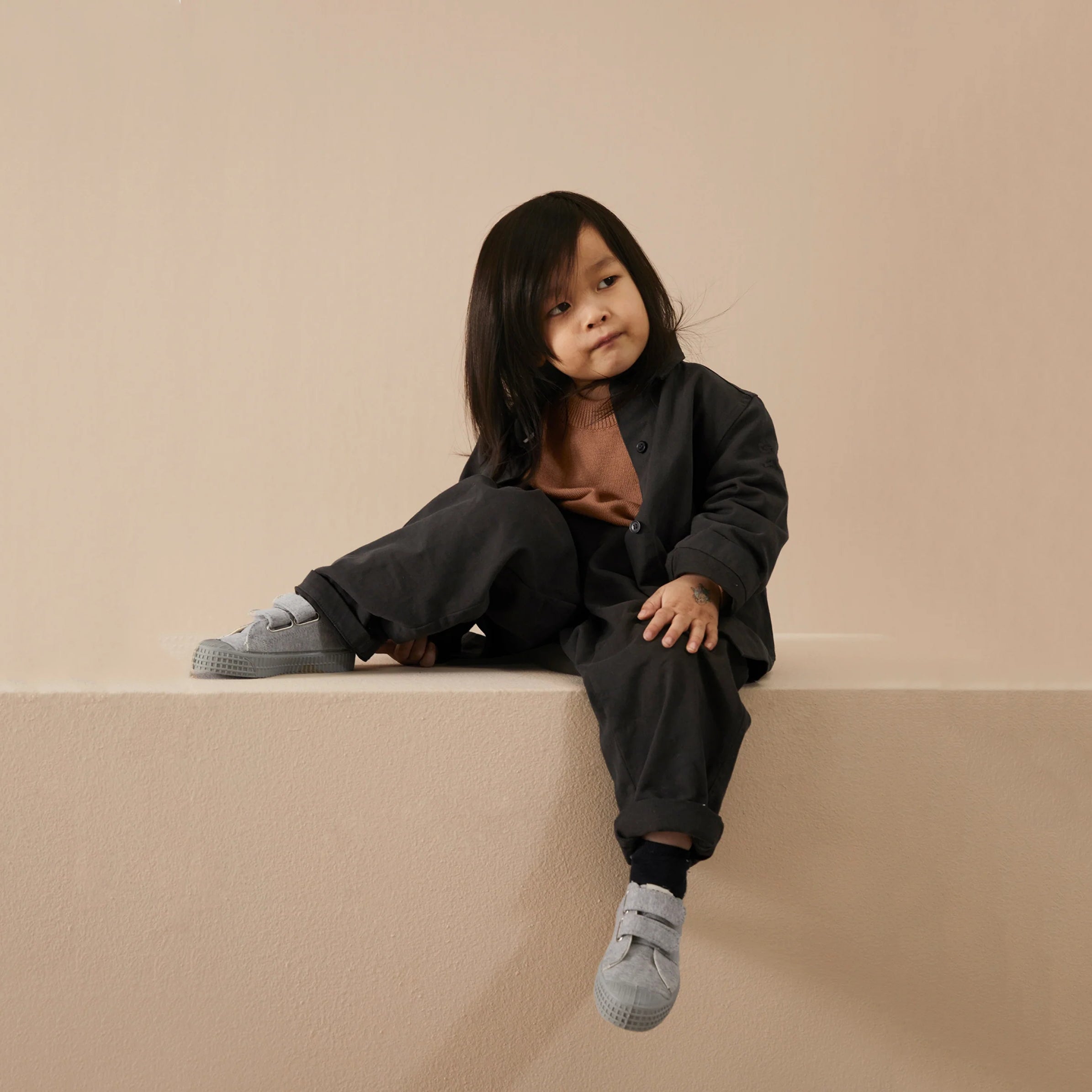 Boys & Girls Black Cotton Trousers