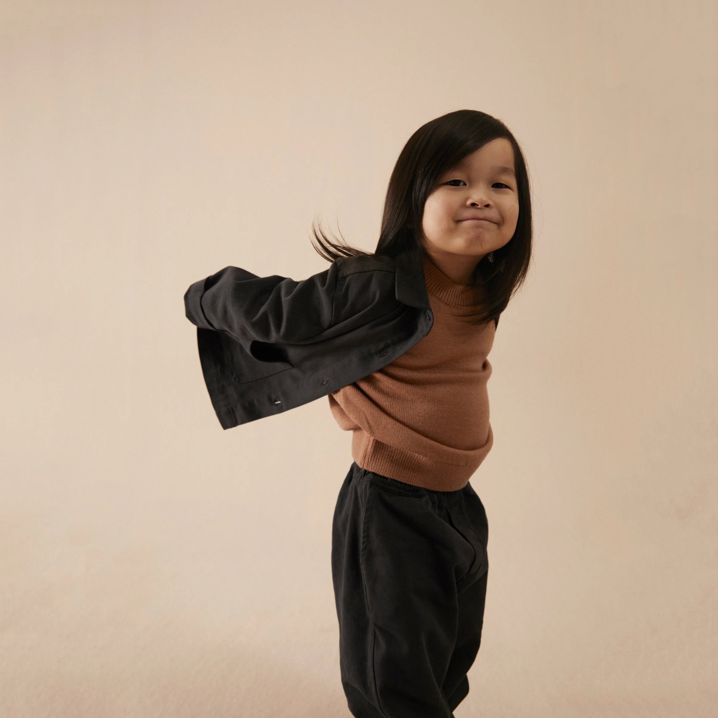 Boys & Girls Black Cotton Trousers