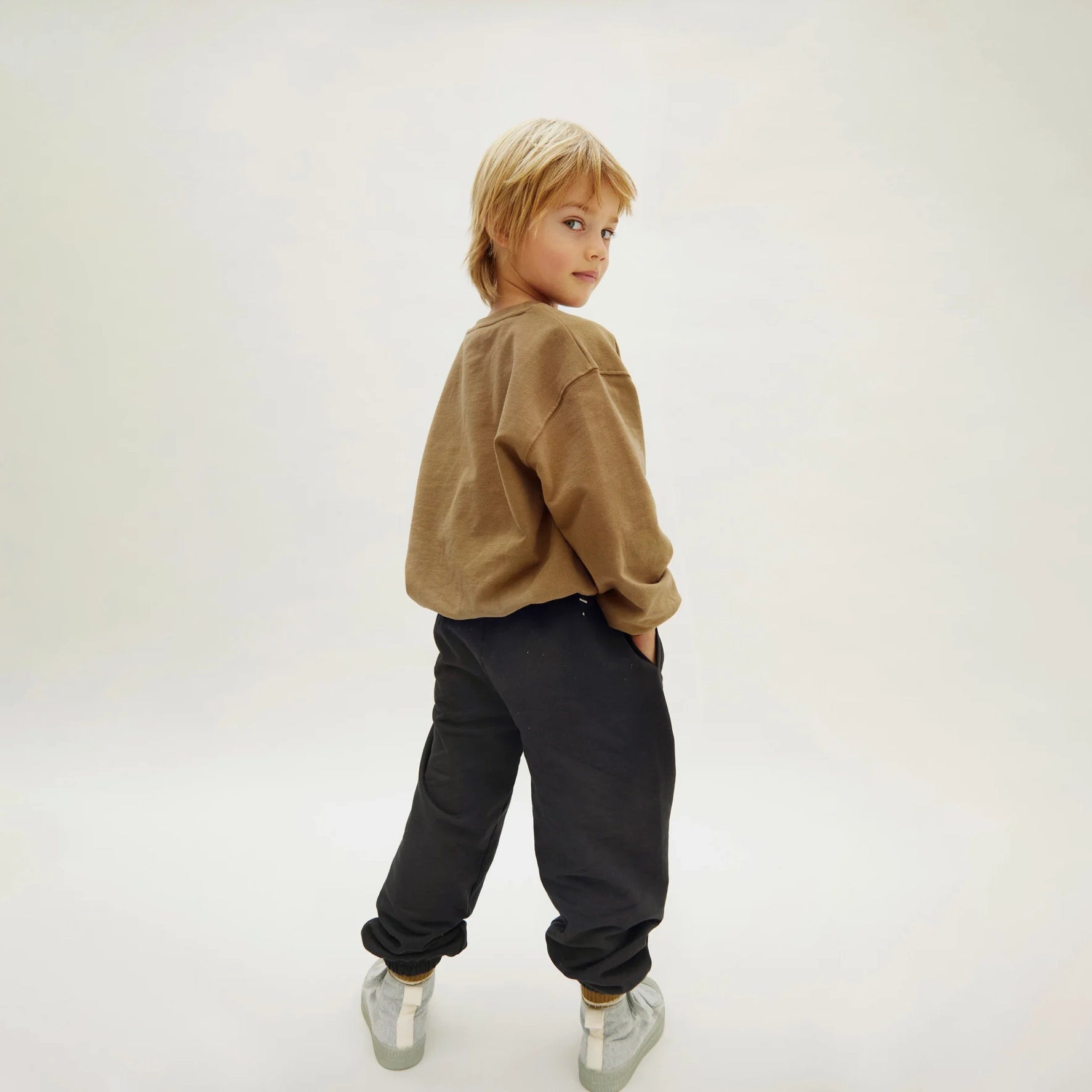 Boys & Girls Black Cotton Trousers