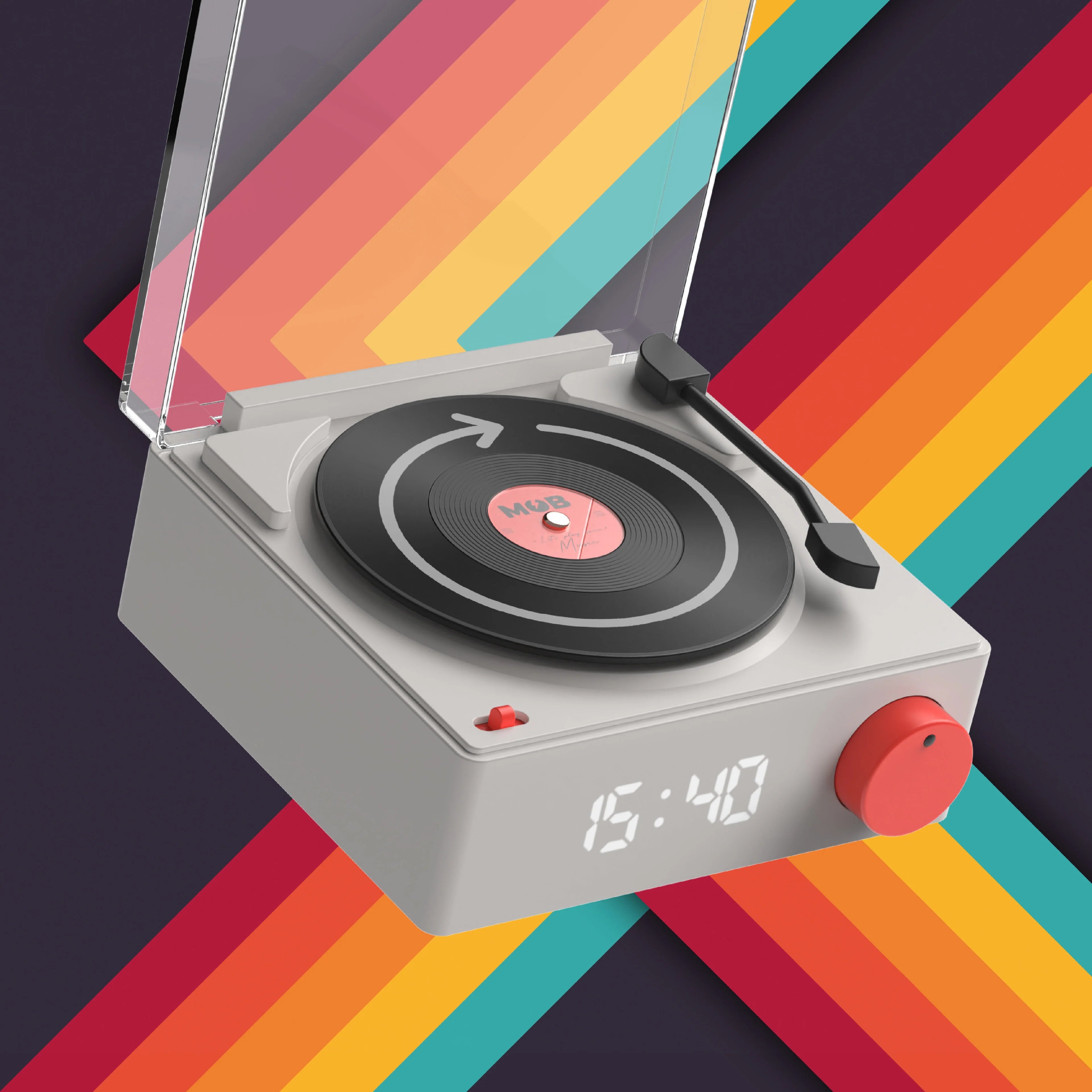 Grey Speaker and Alarm Clock