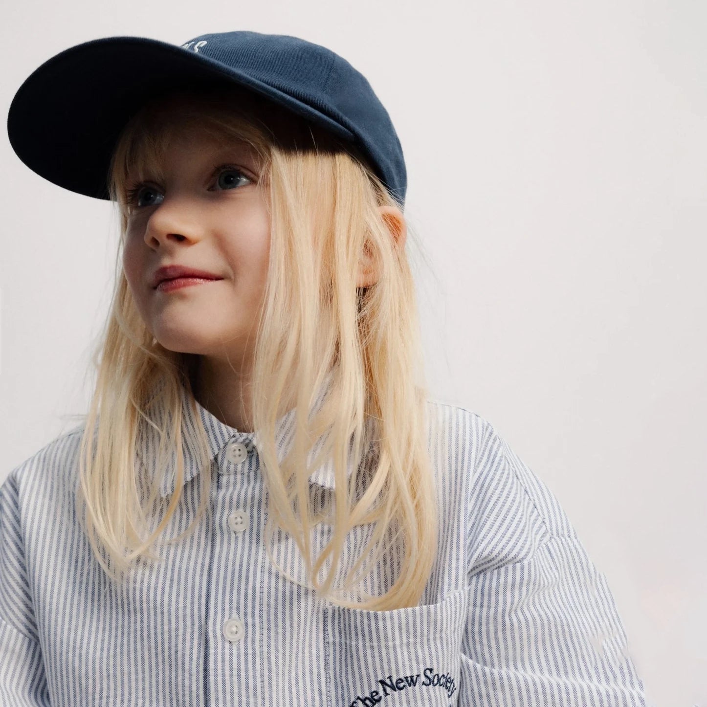 Chemise en coton rayée bleue pour fille