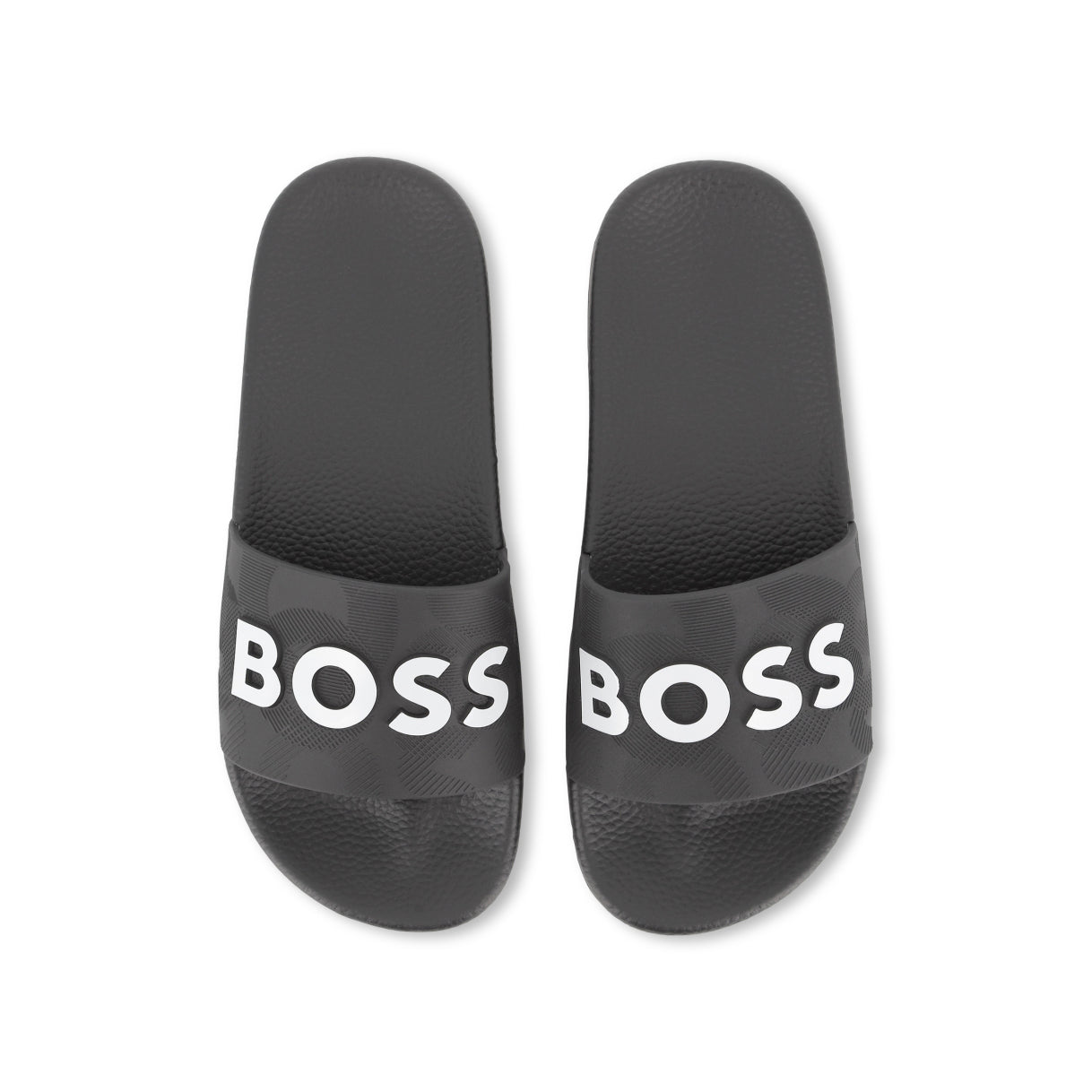 Boys Black Logo Slippers