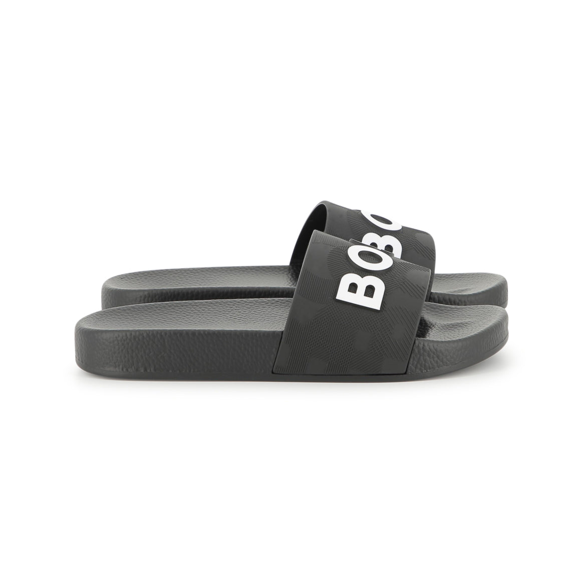Boys Black Logo Slippers