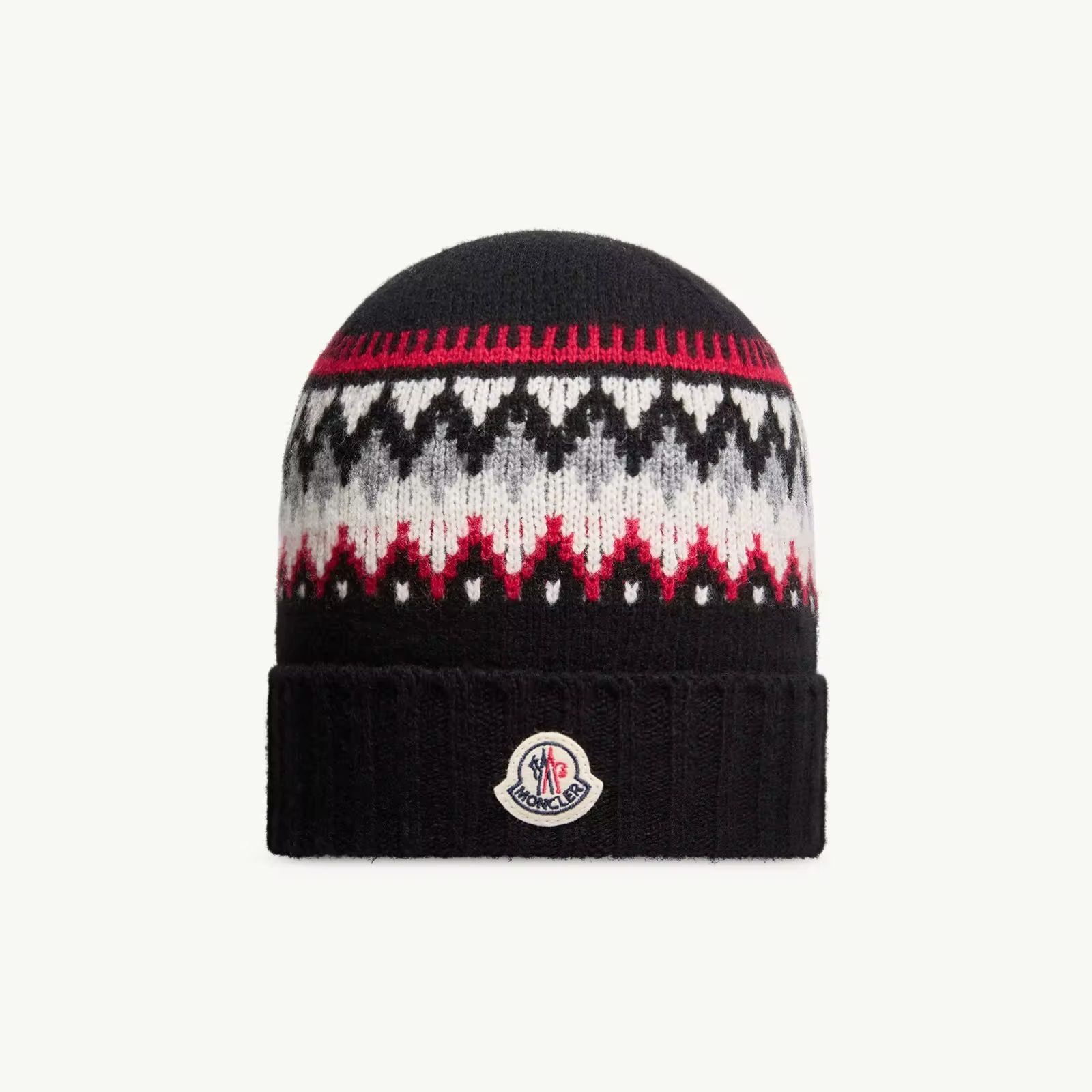 Bonnet jacquard en laine noir pour garçon