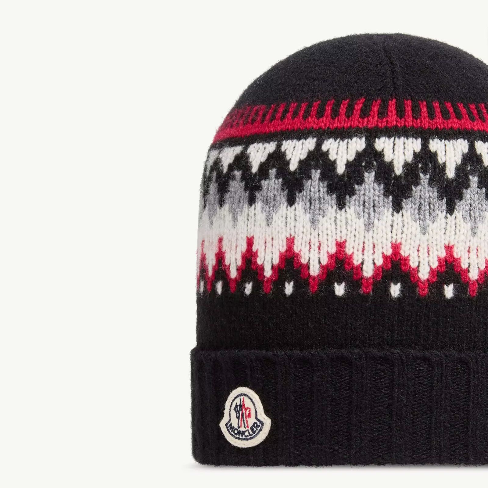 Bonnet jacquard en laine noir pour garçon