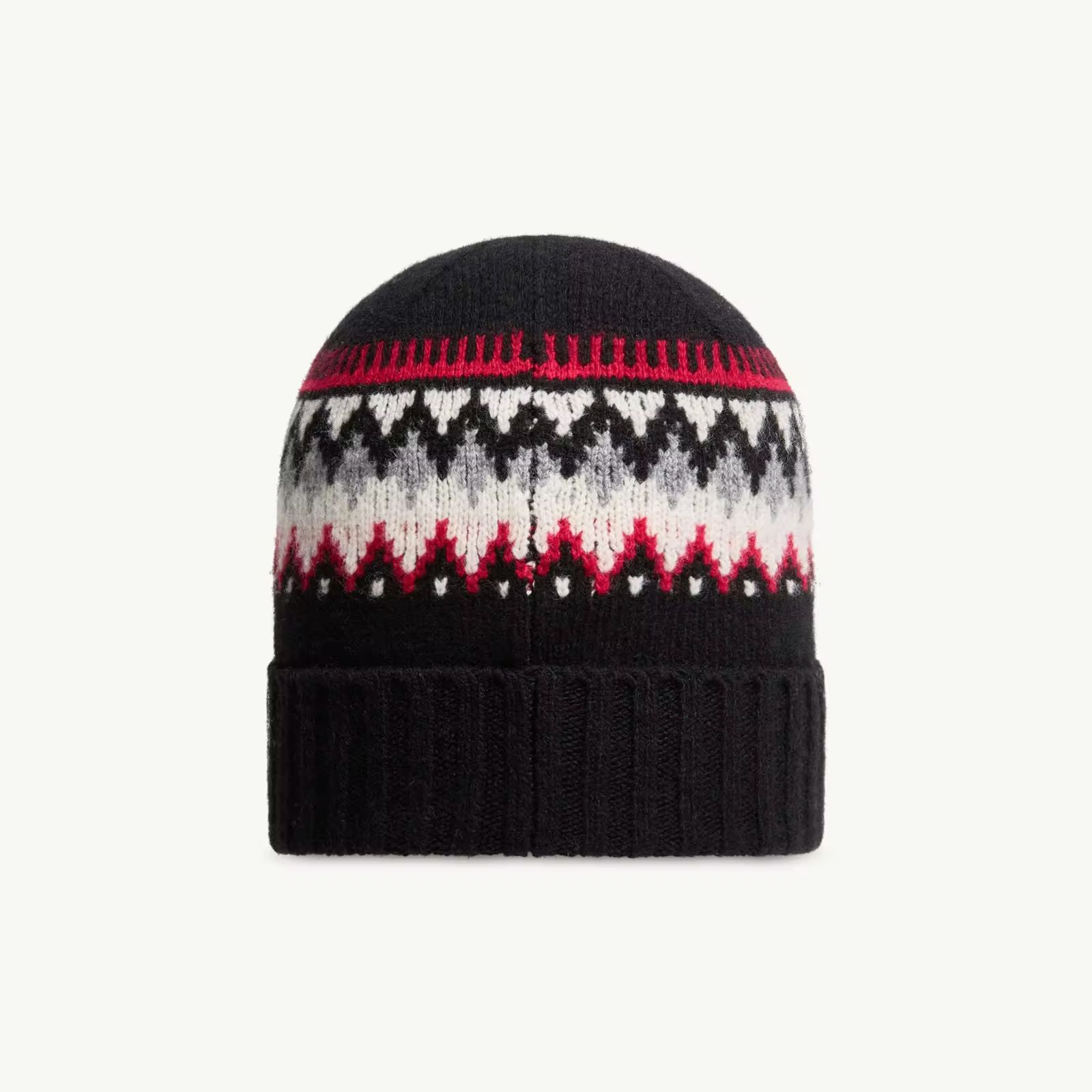 Bonnet jacquard en laine noir pour garçon
