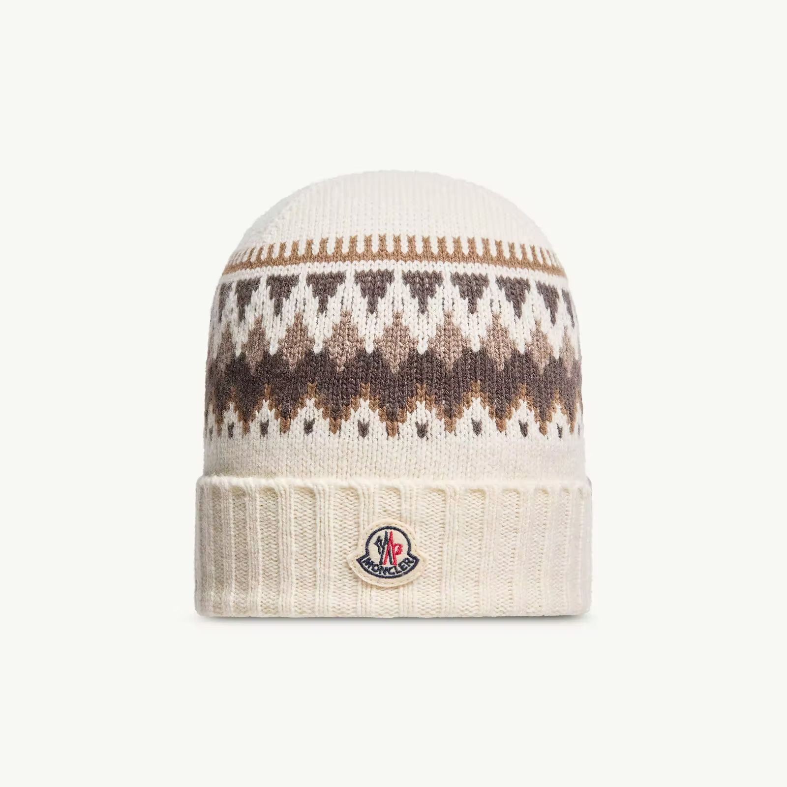 Boys White Jacquard Wool Hat