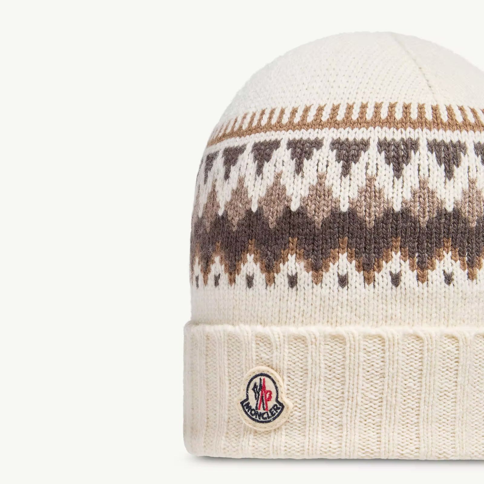 Boys White Jacquard Wool Hat