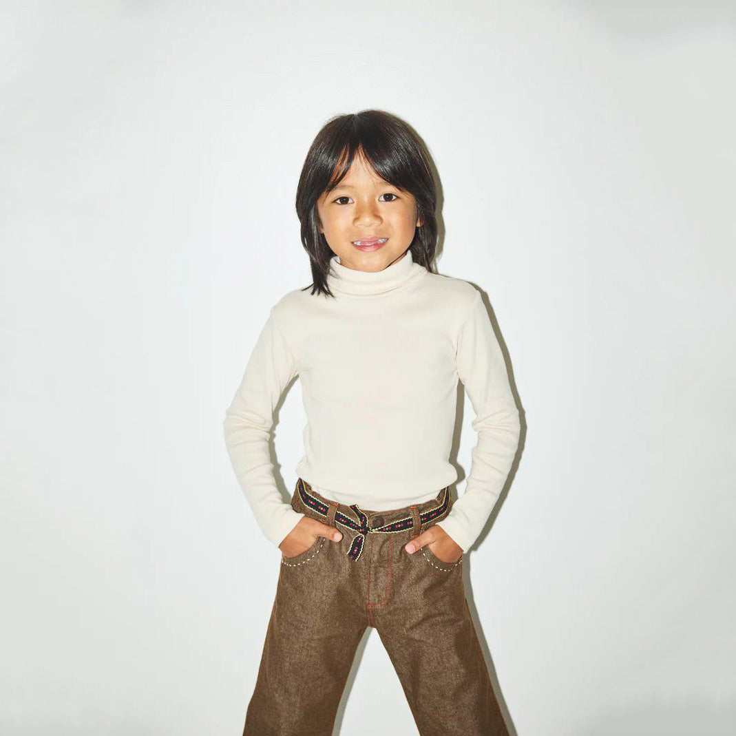 Boys & Girls Cream Cotton Turtleneck