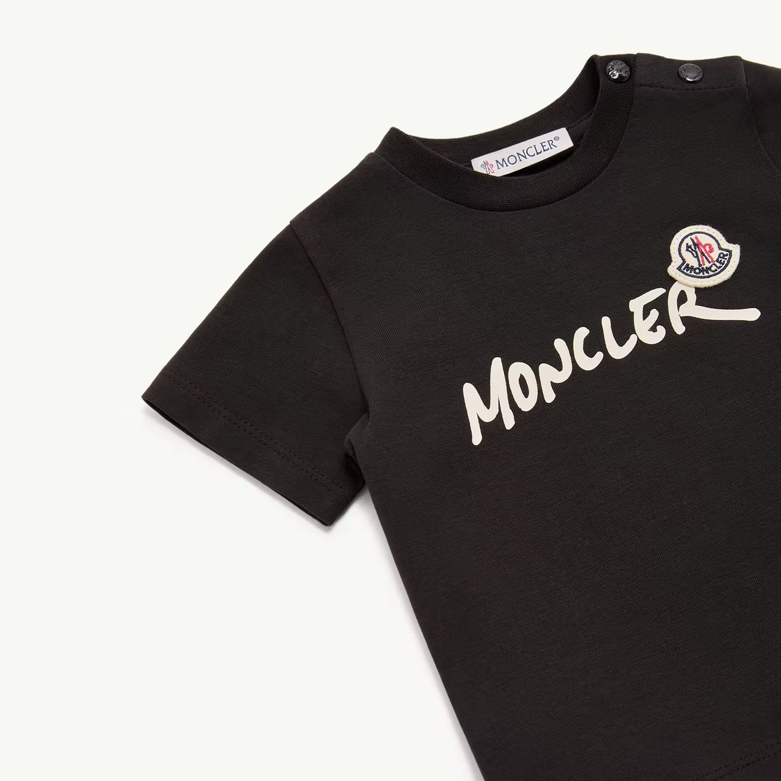 T-shirt Noir en Coton à Logo pour Bébés Garçons