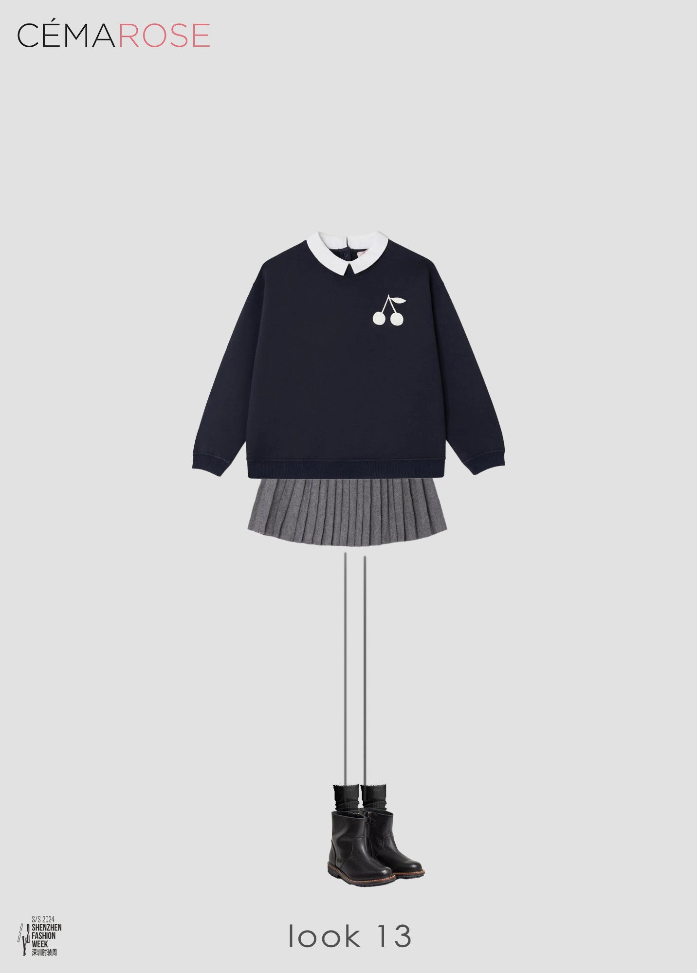 Girls Grey Pleated Wool Skirt