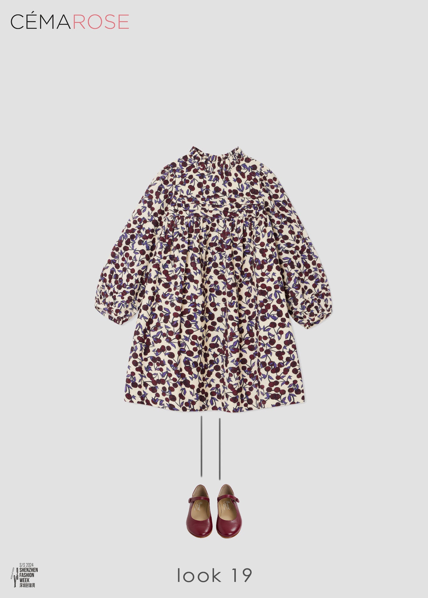Girls Purple Cherry Corduroy Dress