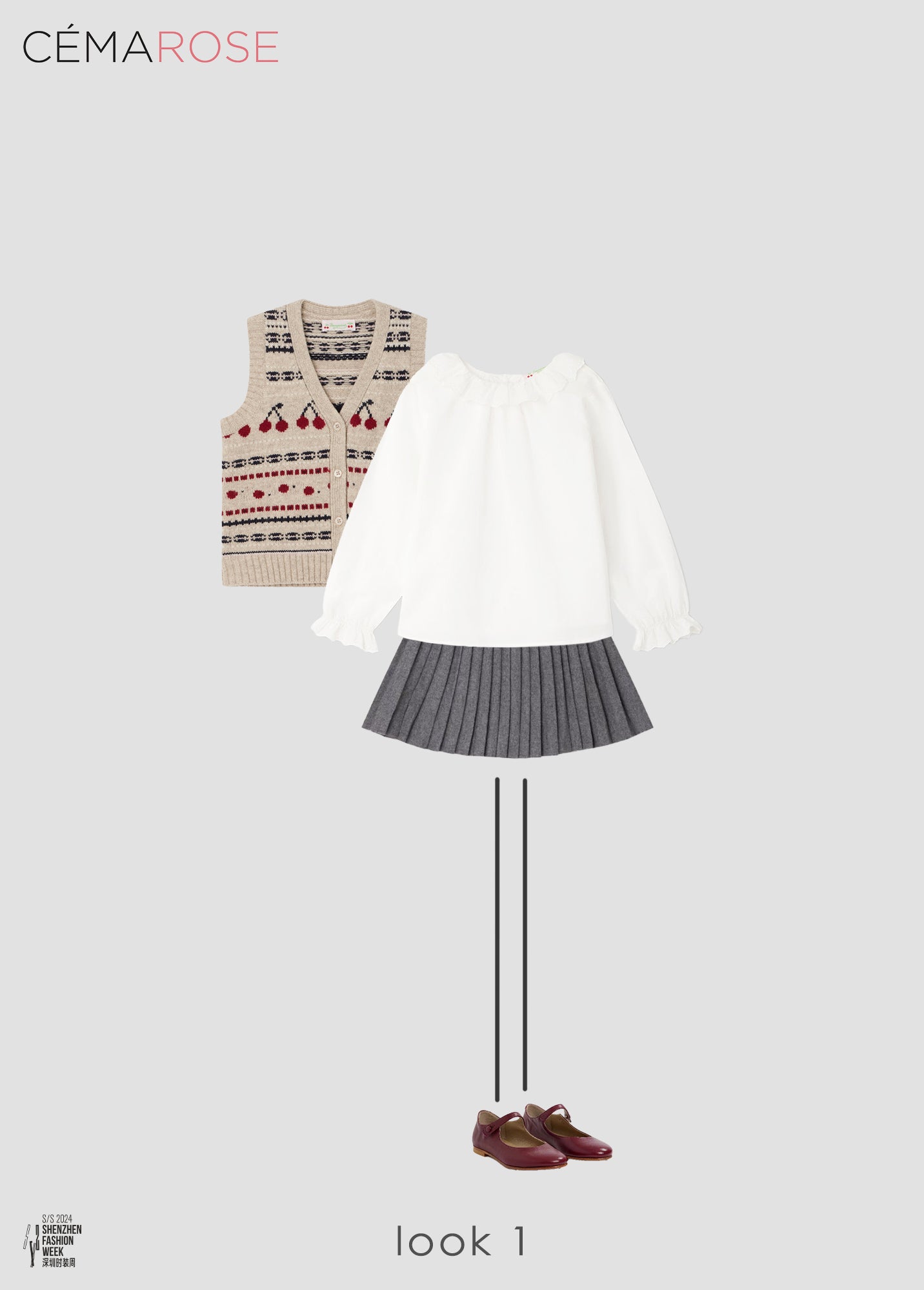 Girls Grey Pleated Wool Skirt