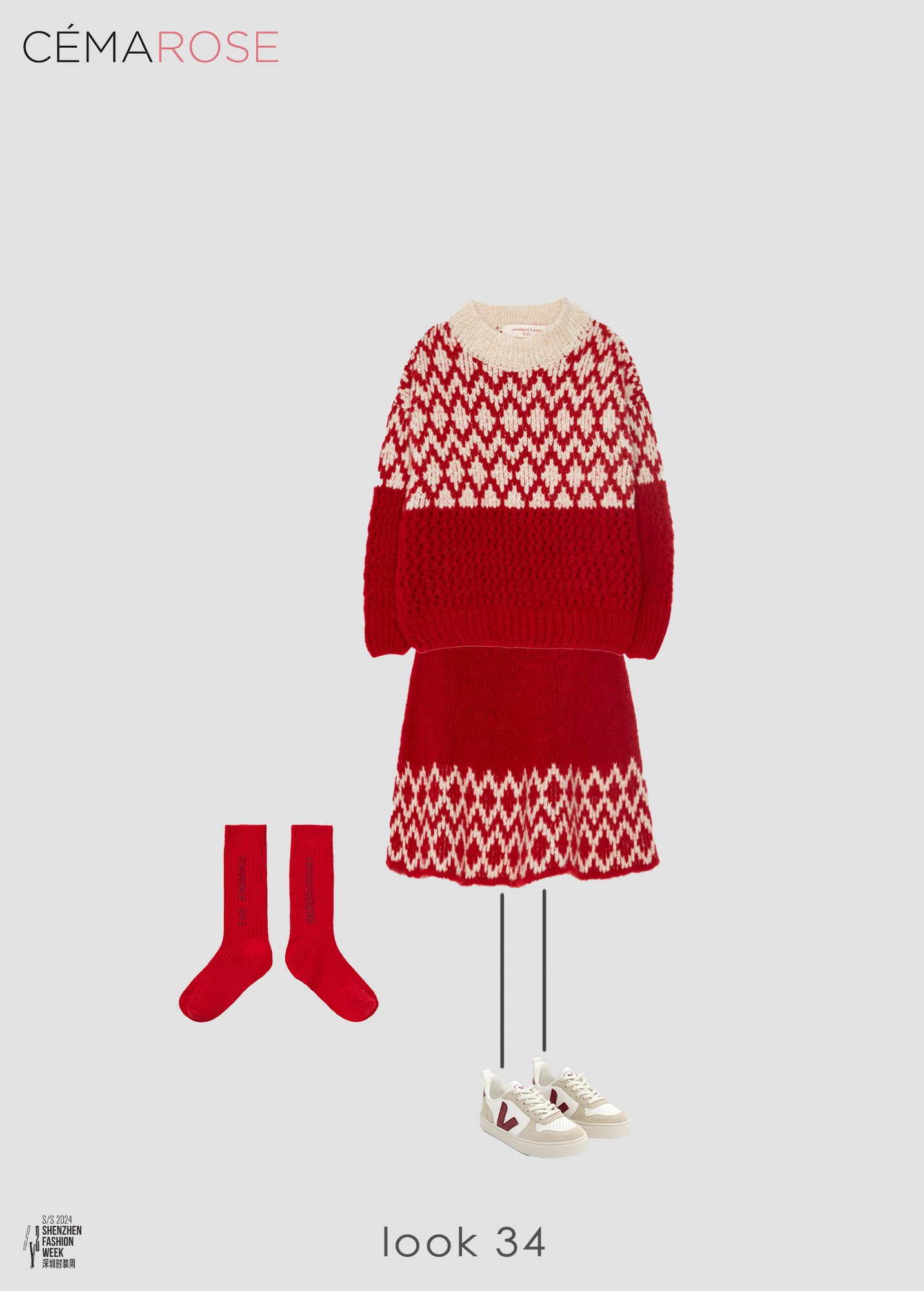 Girls Red Wool Skirt