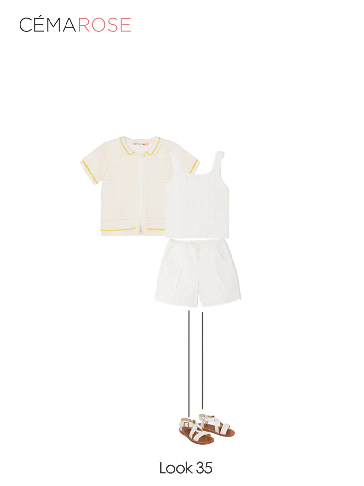 Girls White Cotton Knit Vest