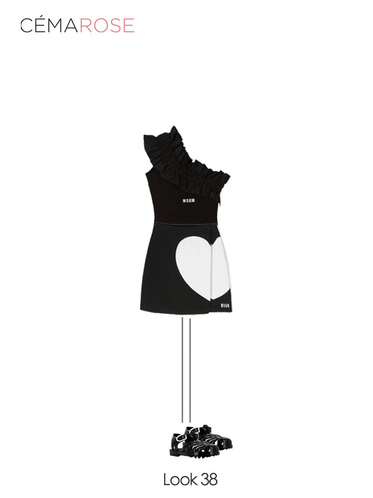 Girls Black Ruffled Bodysuit Top