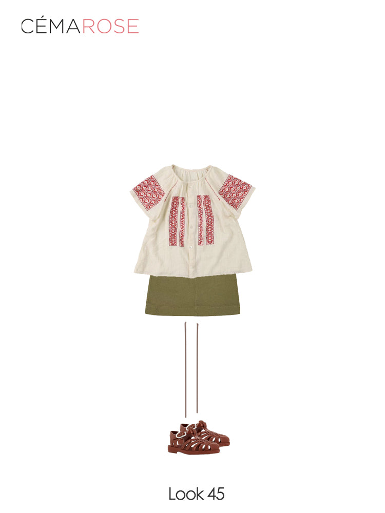 Girls Army Green Cotton Skirt